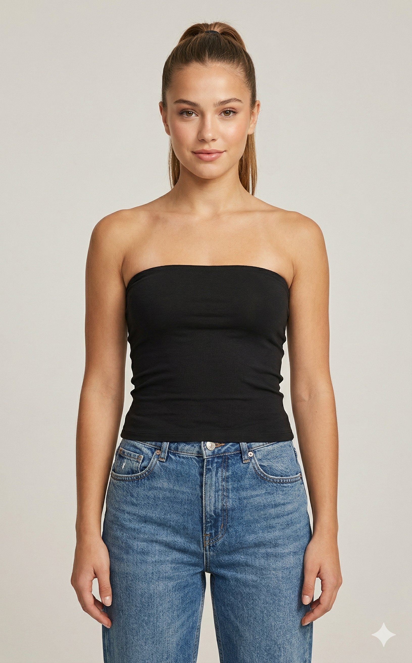OLIVE-21103 STRAPLEZ TOP BODY SİYAH