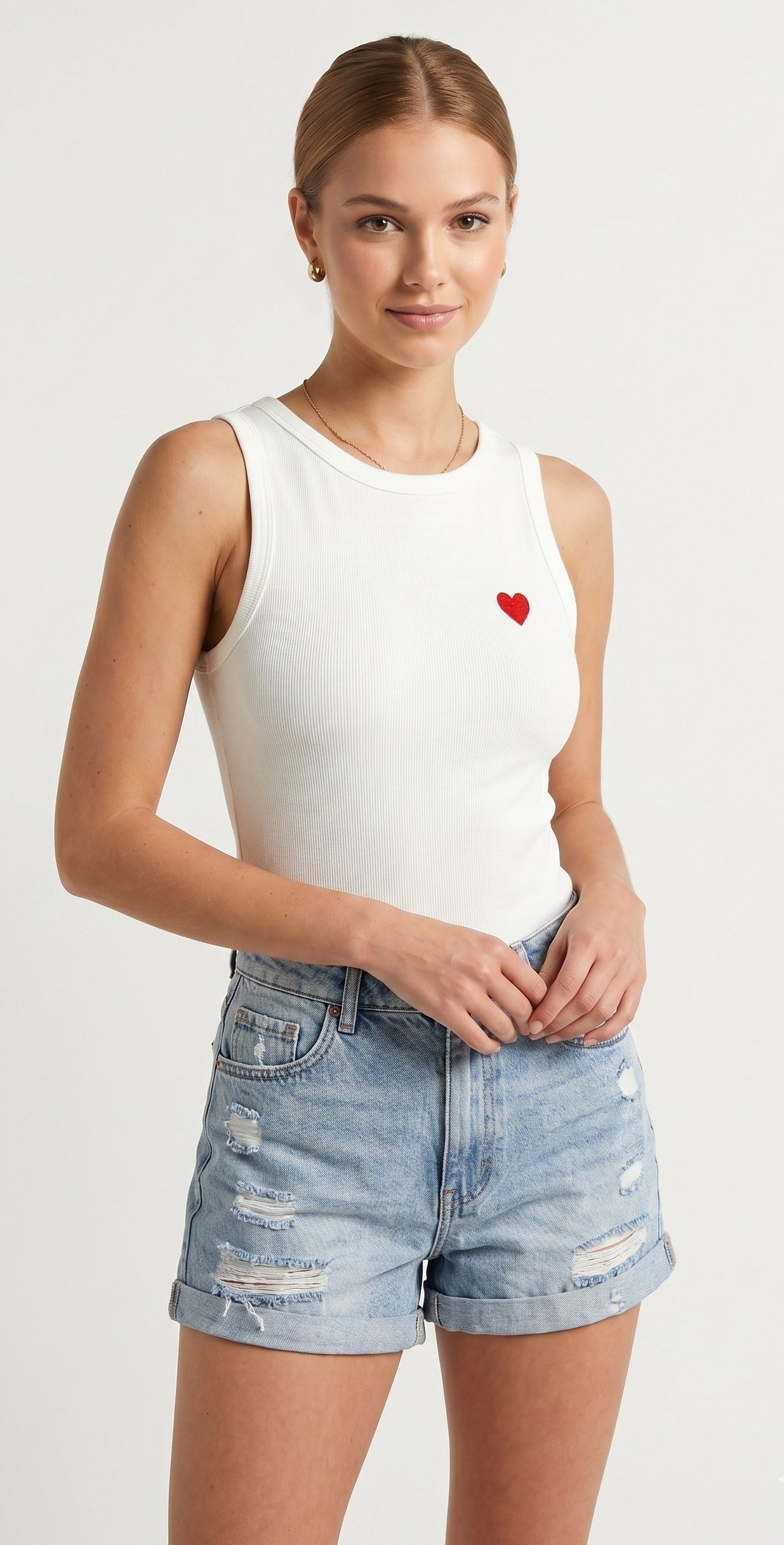 OLIVE-21259 BİSİKLET YAKA TOP EKRU