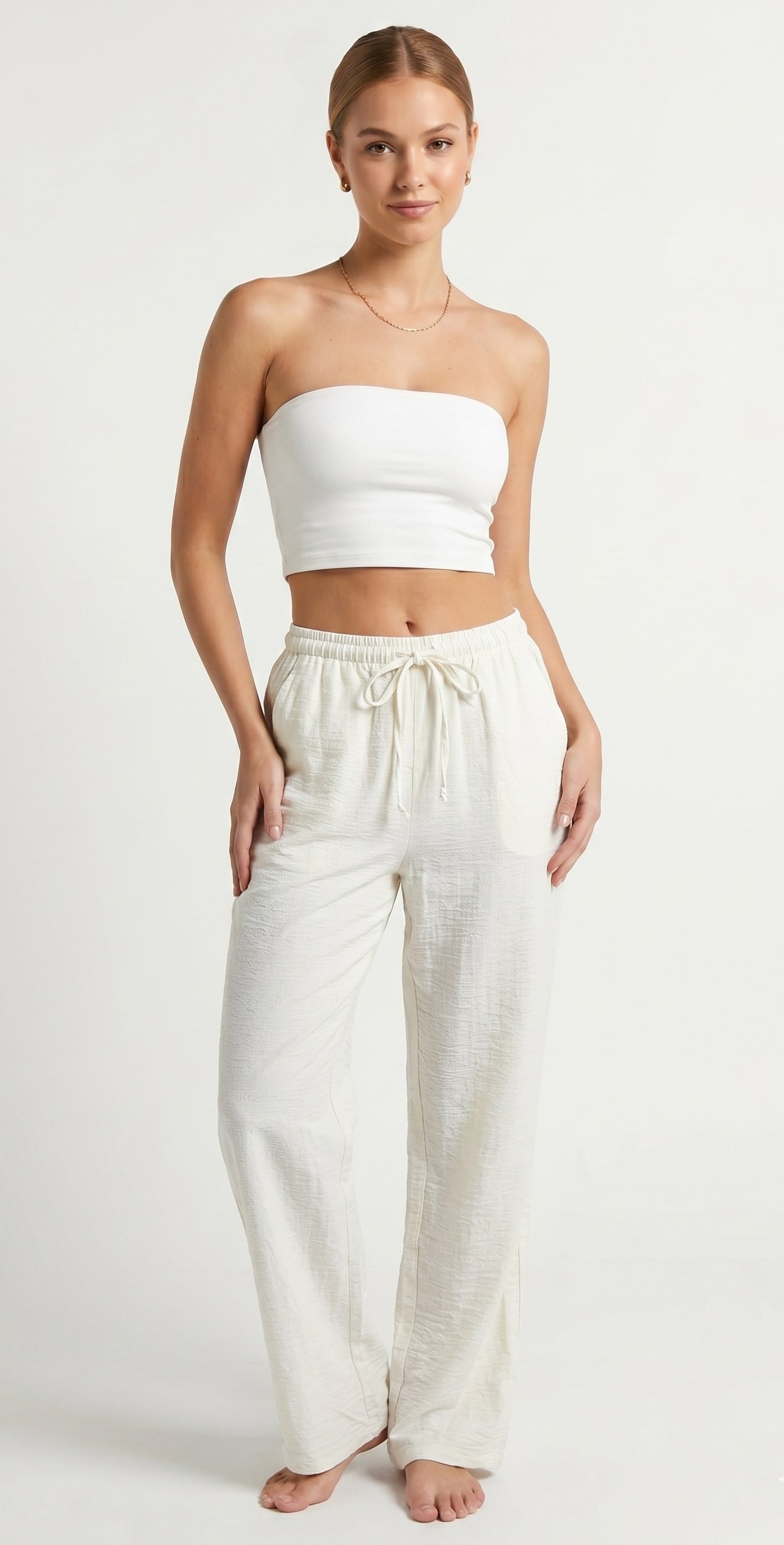 OLIVE-2306 AYROBİN PANTOLON BEYAZ