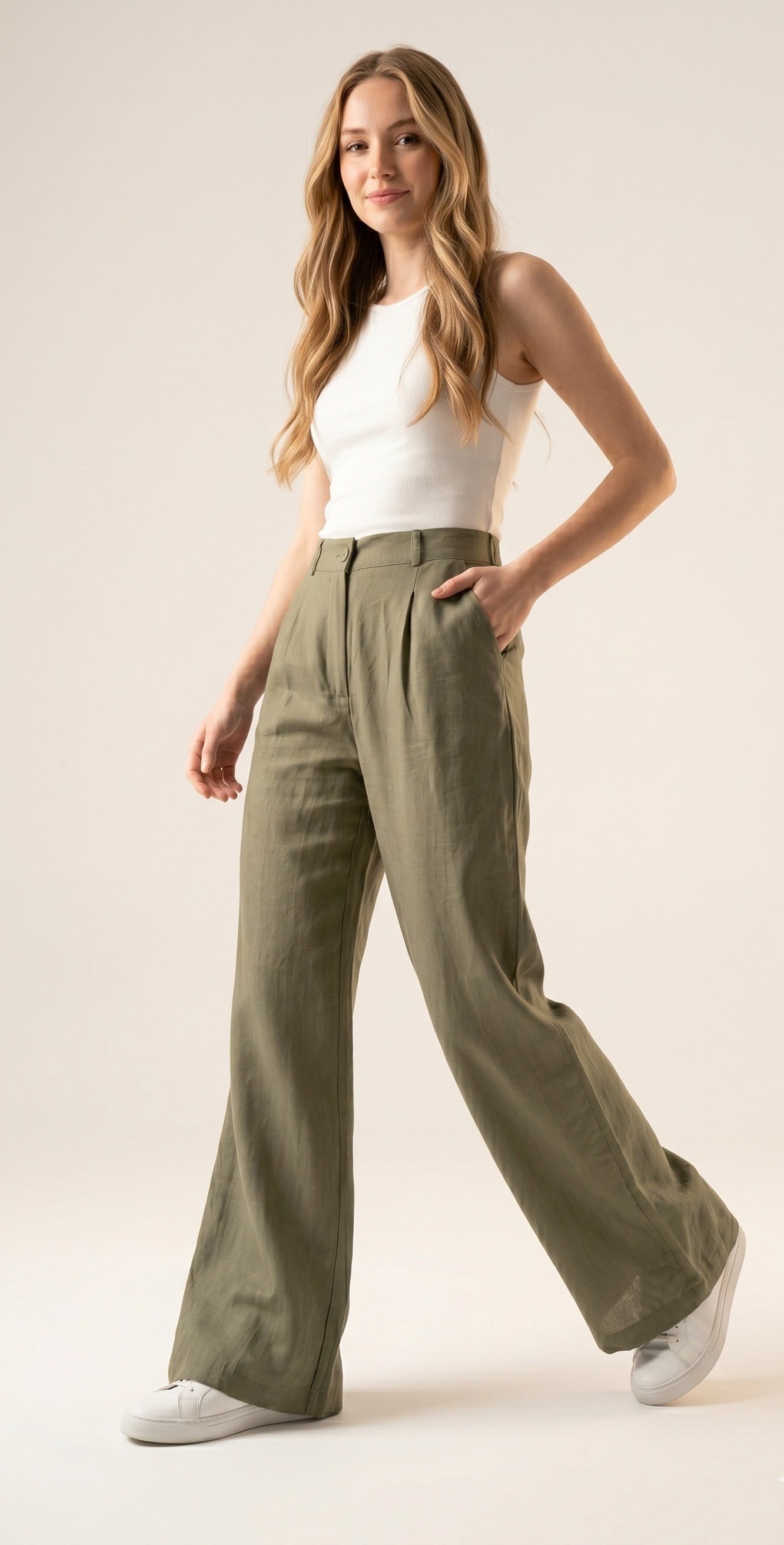 OLIVE-2371 TENSEL PANTOLON HAKİ