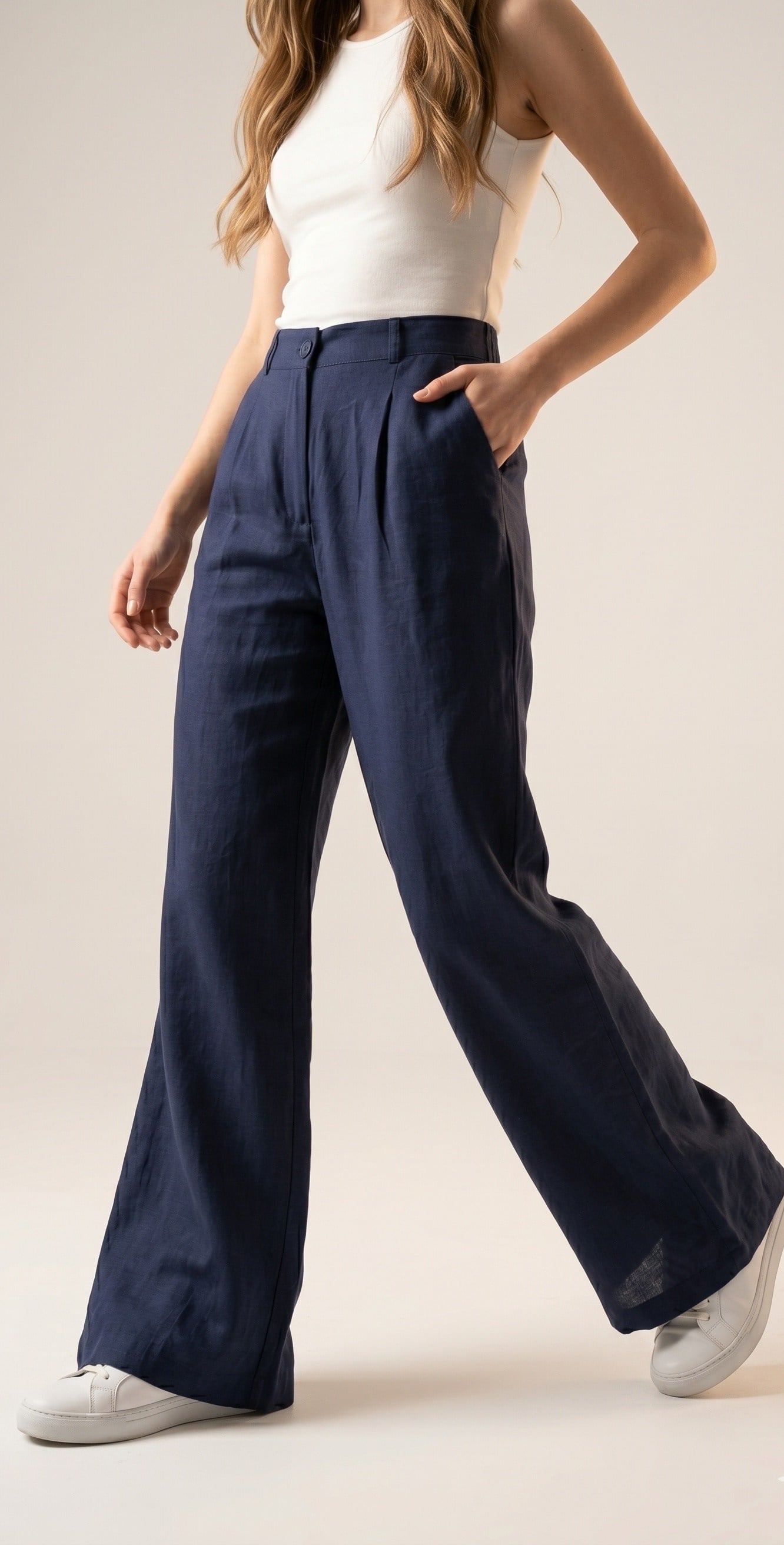OLIVE-2371 TENSEL PANTOLON LACİVERT