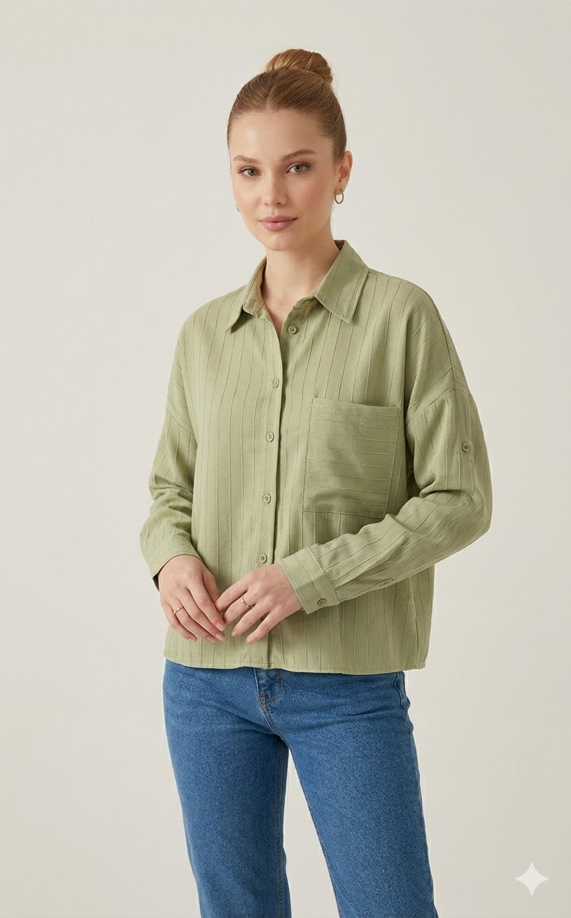 OLIVE-2434 GÖMLEK YEŞİL