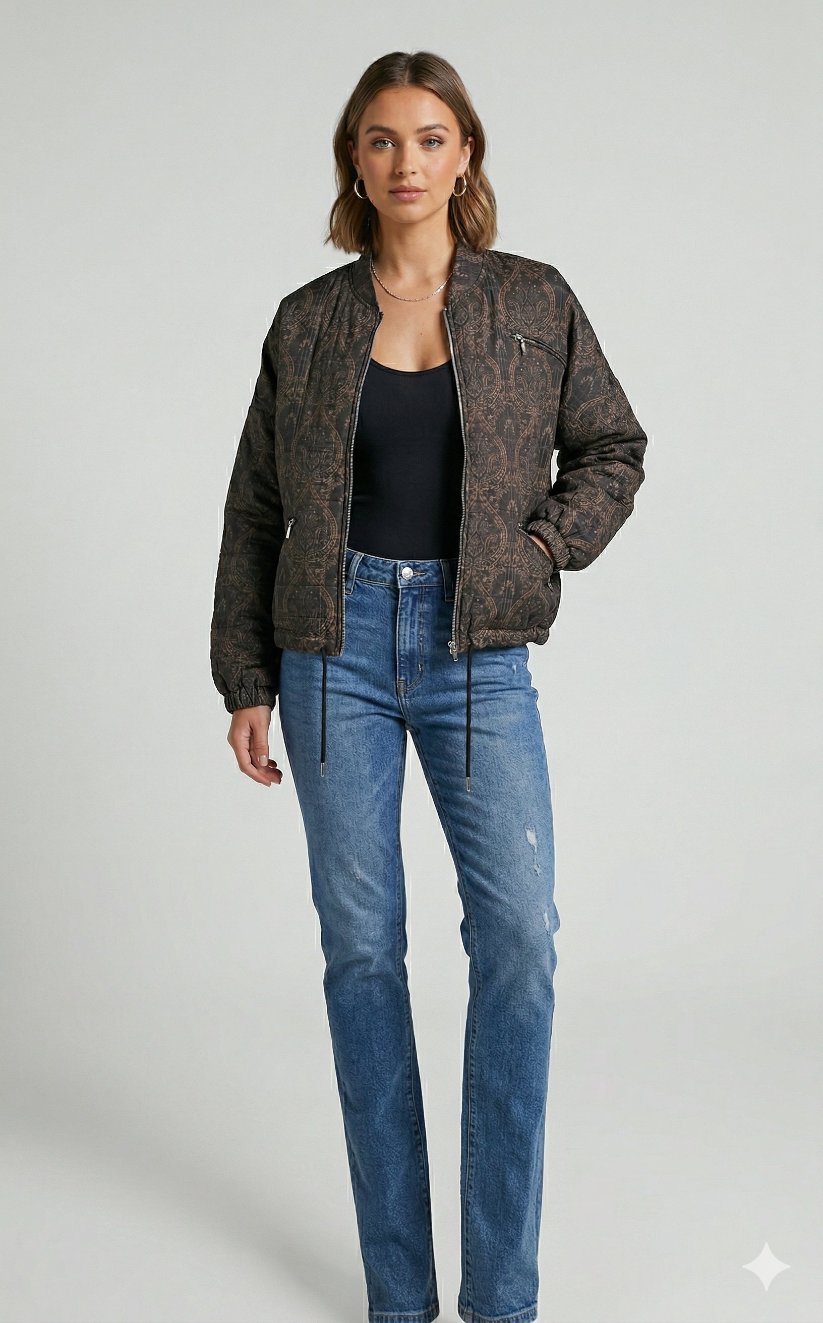 OLIVE-2802 ETNİK DESEN MONT KAHVE