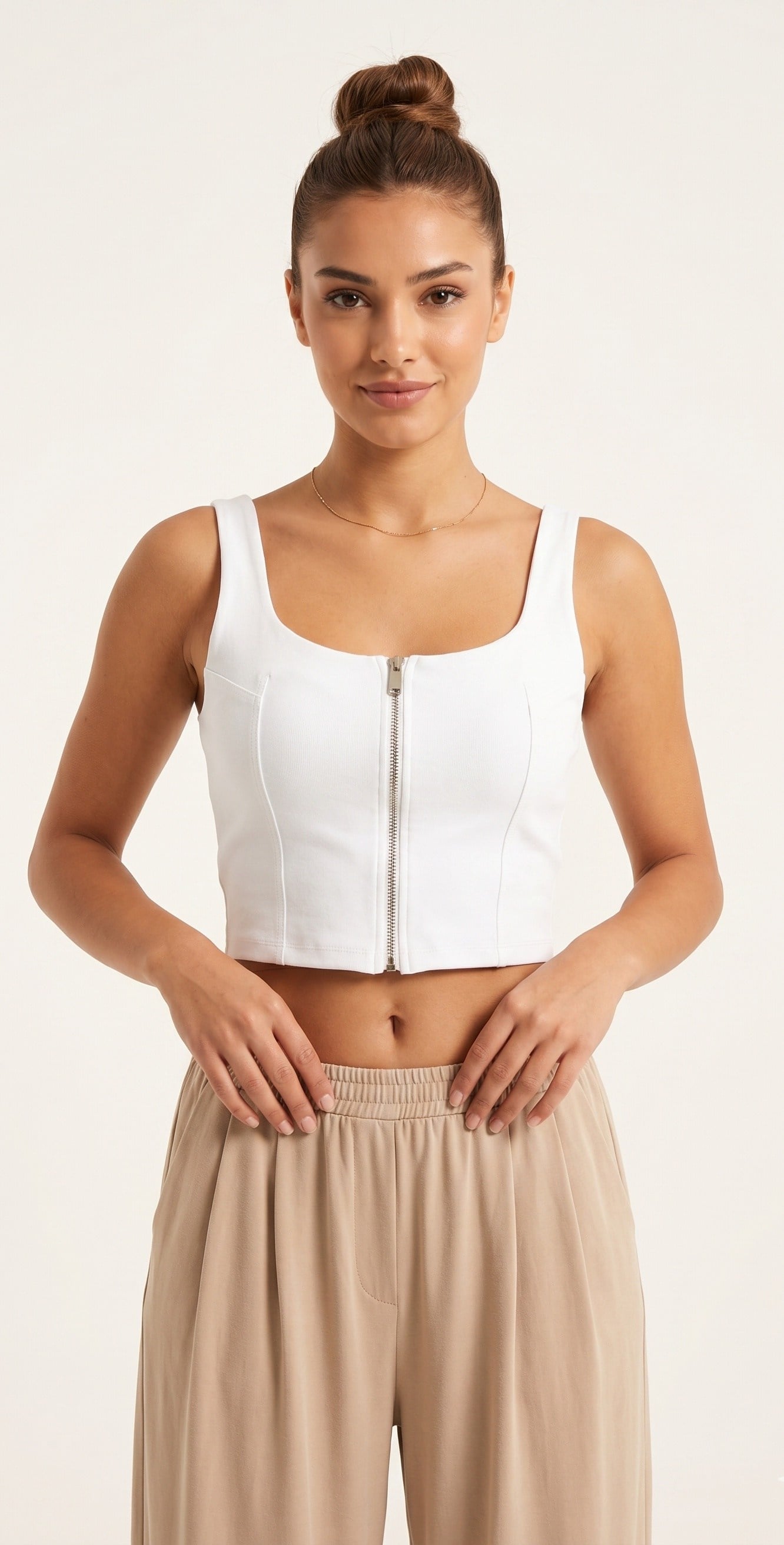 OLIVE-31978 FERUMUAR TOP BEYAZ