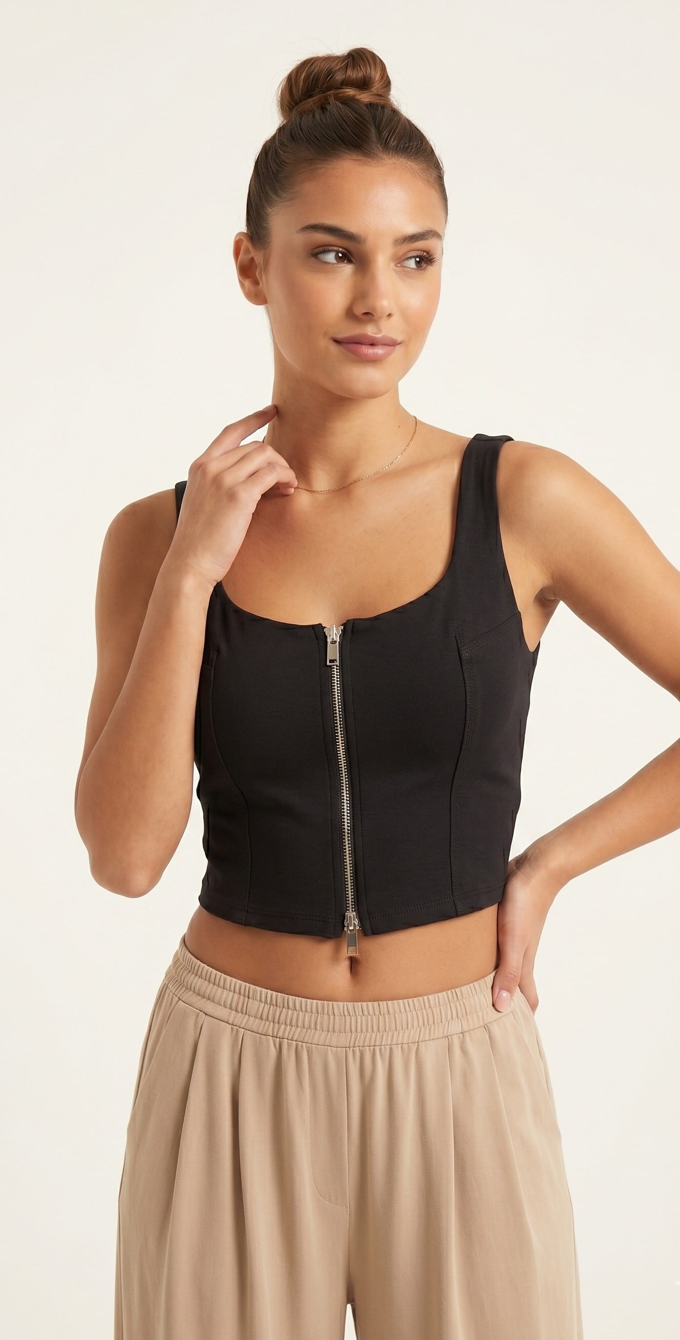 OLIVE-31978 FERUMUAR TOP SİYAH