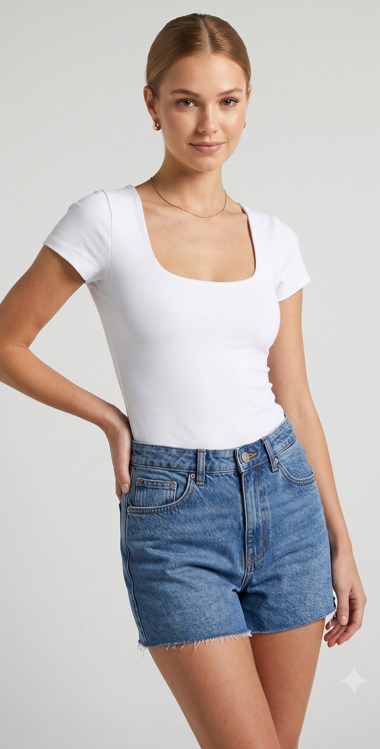 OLIVE-3872 KARE YAKA BODY BEYAZ