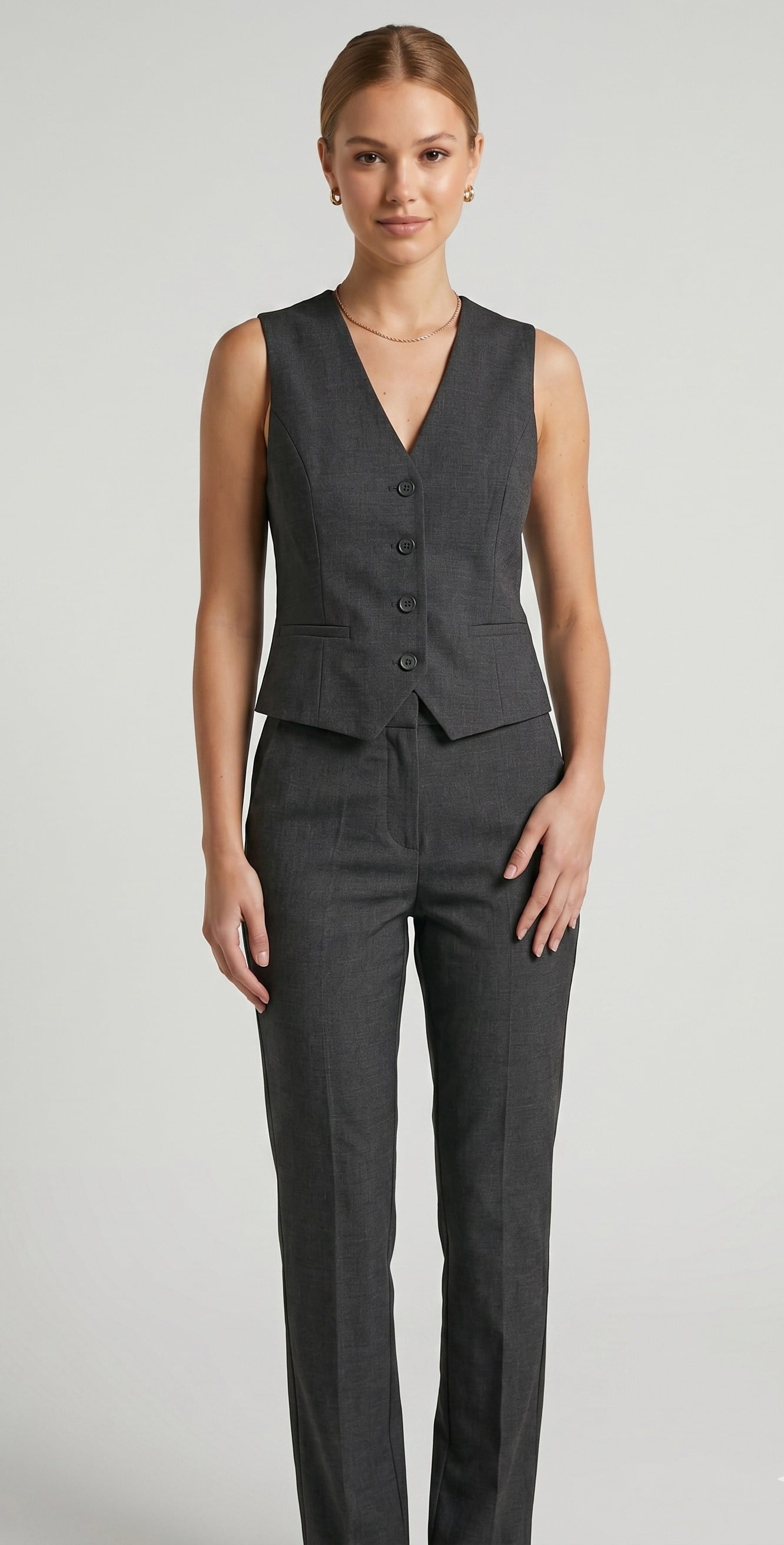 OLIVE-3953 PLVSK YELEK ANTRASIT