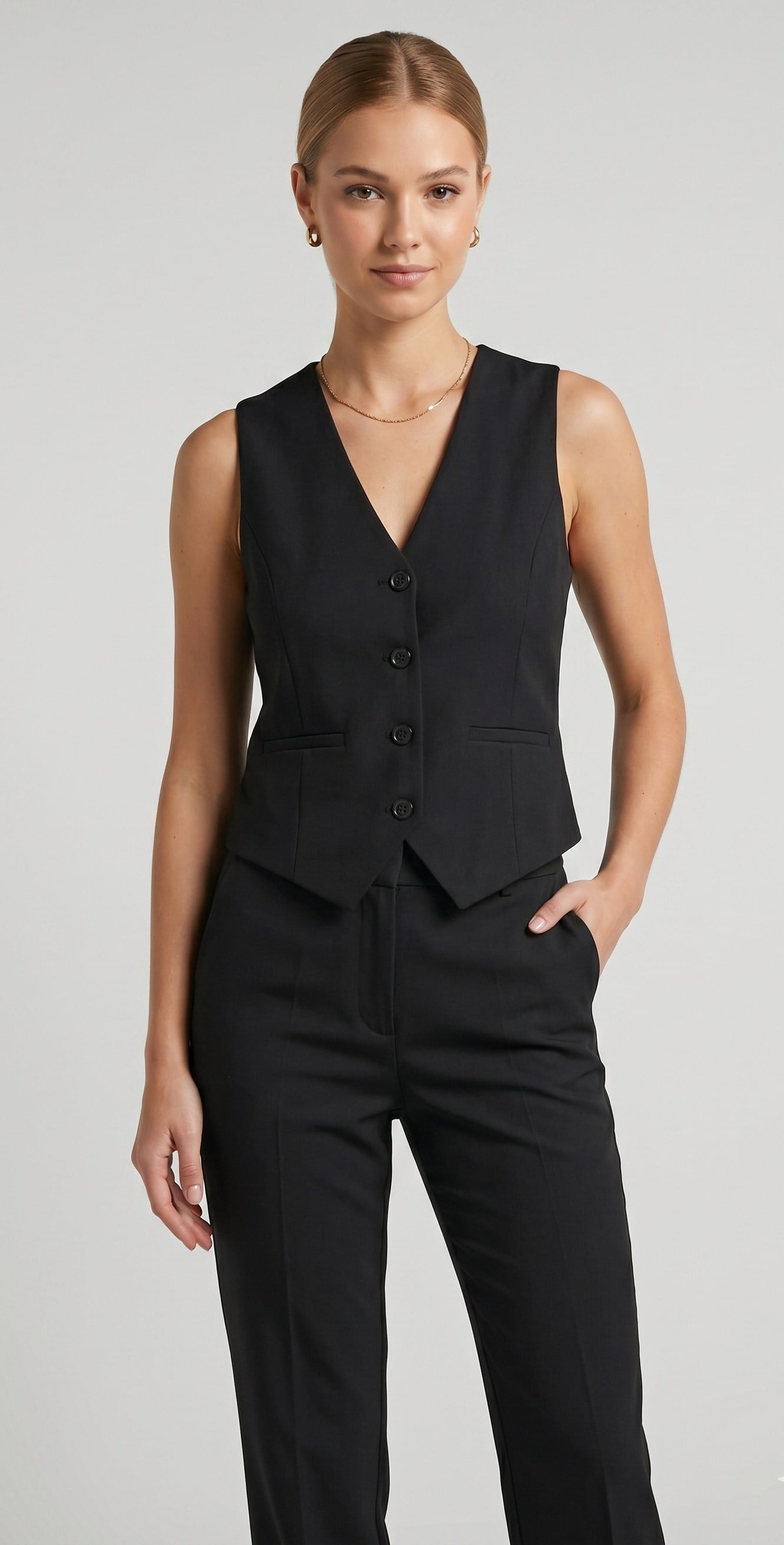 OLIVE-3953 PLVSK YELEK SİYAH
