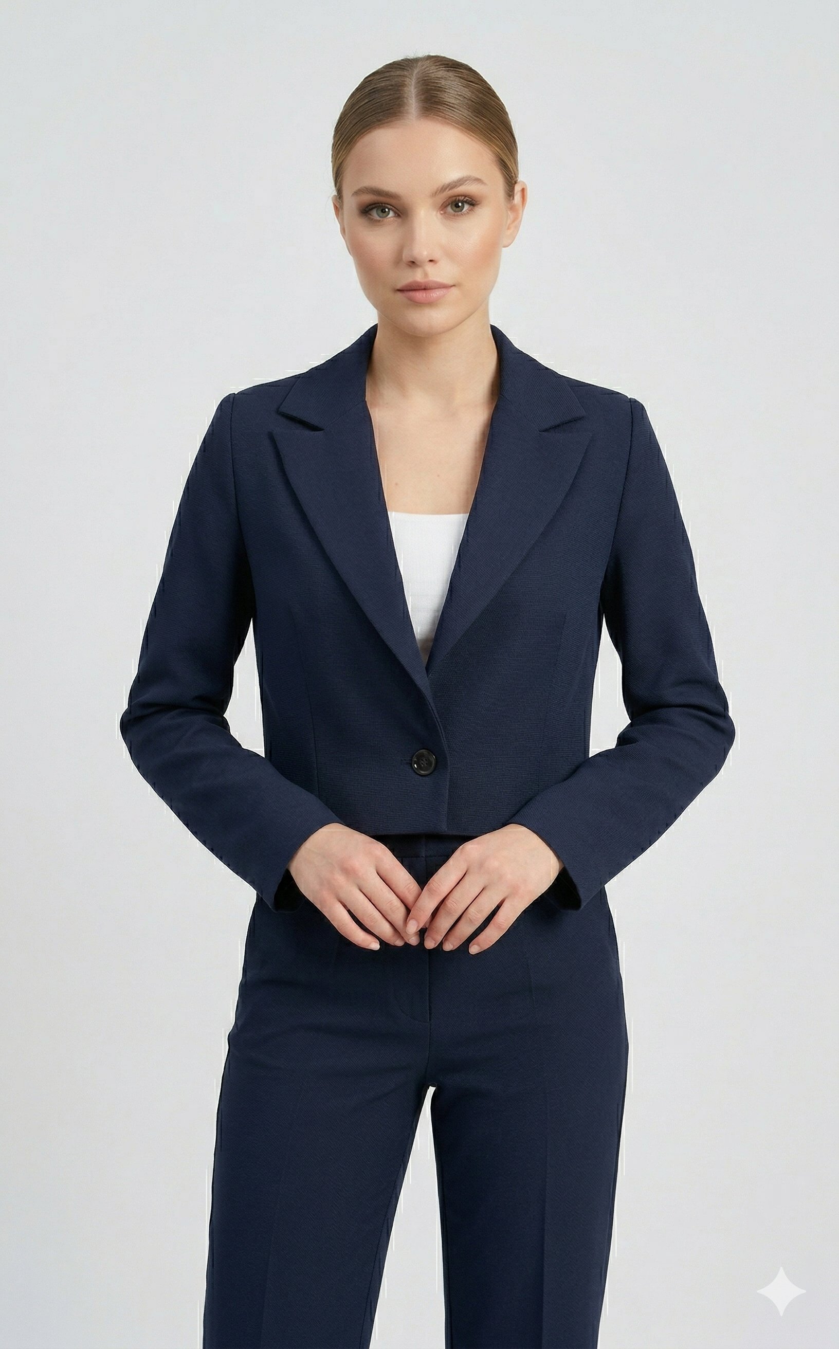 OLIVE-3969 CROP TEK DÜĞME CEKET LACİ