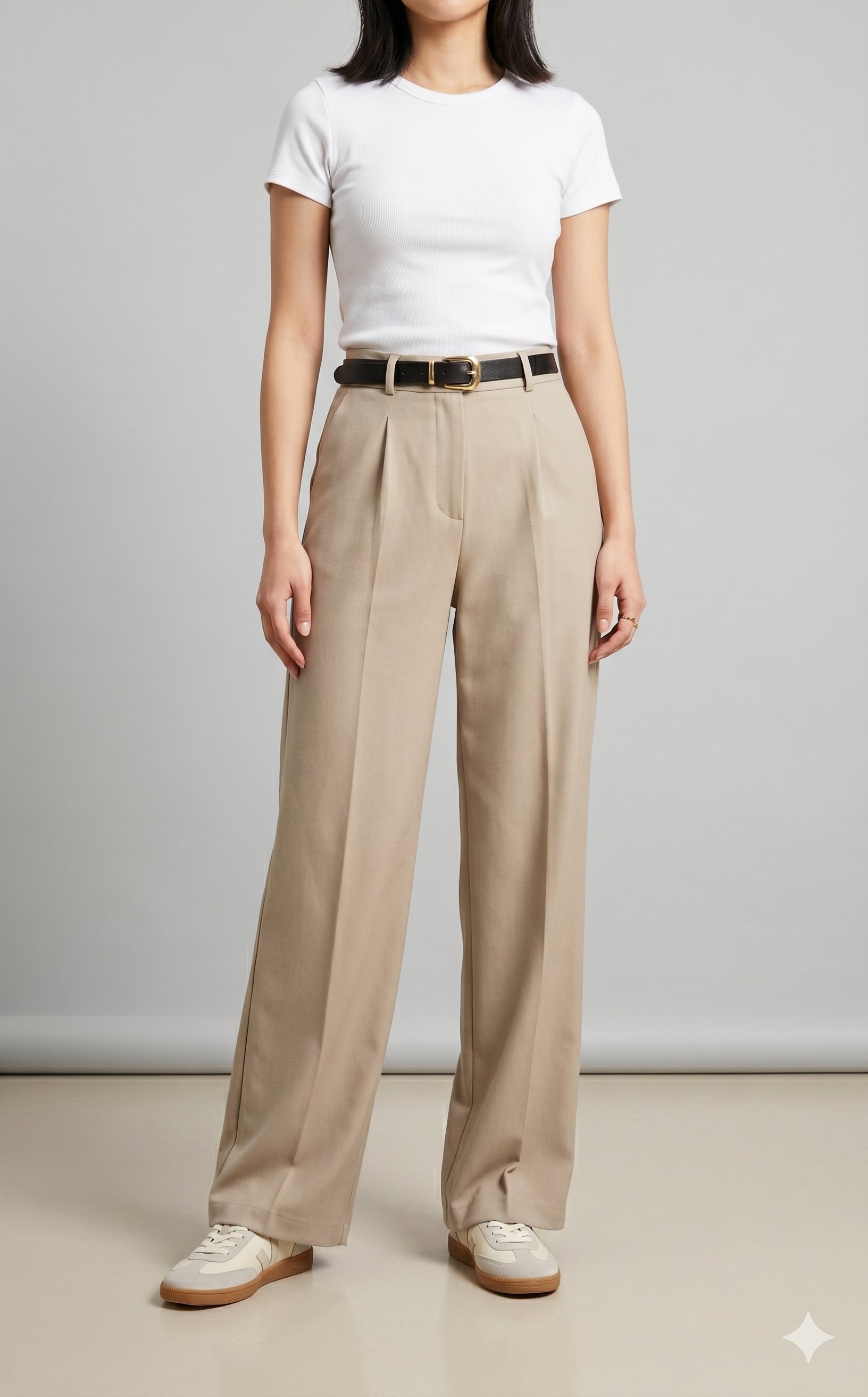 OLIVE-4296 KEMERLİ PANTOLON BEJ