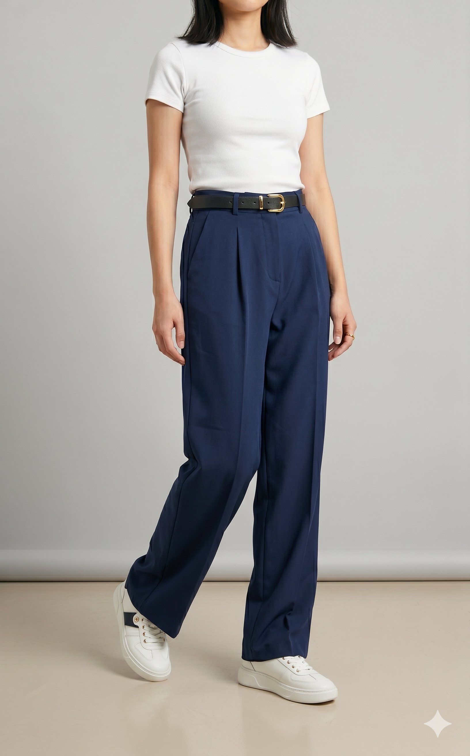 OLIVE-4296 KEMERLİ PANTOLON LACİVERT