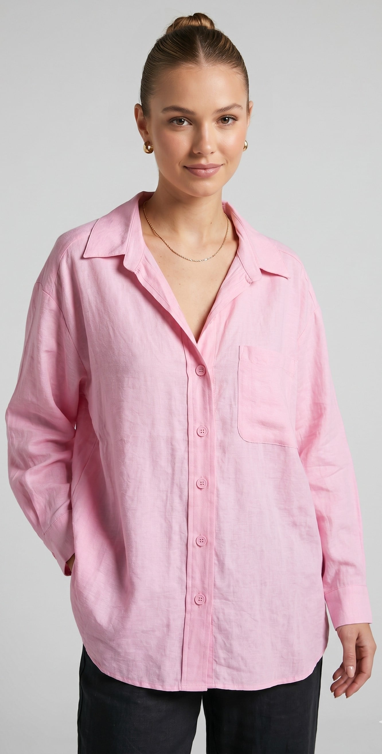 OLIVE-4612 GÖMLEK ŞEKER PEMBE