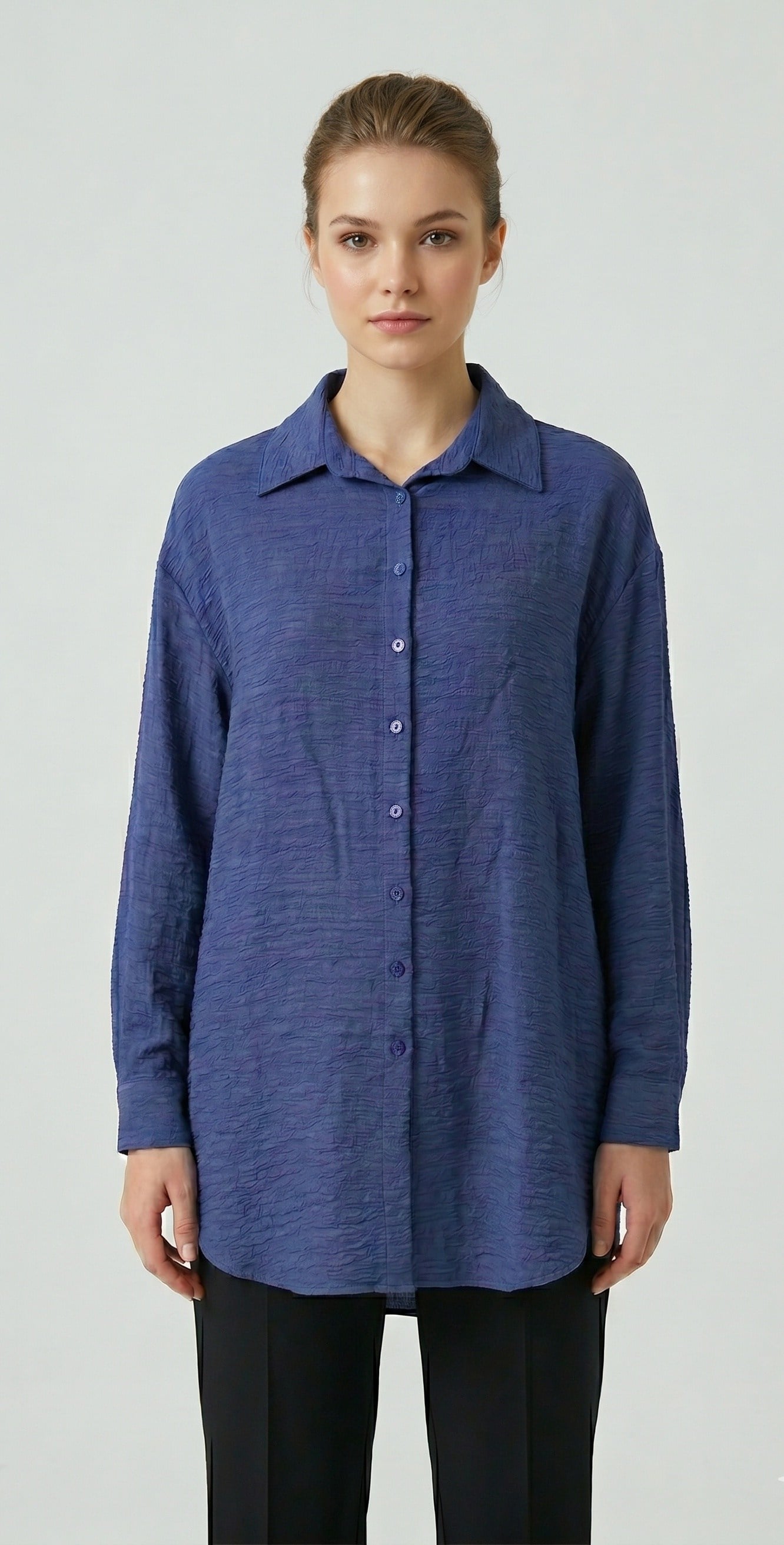 OLIVE-5989 TUNİK LACİVERT