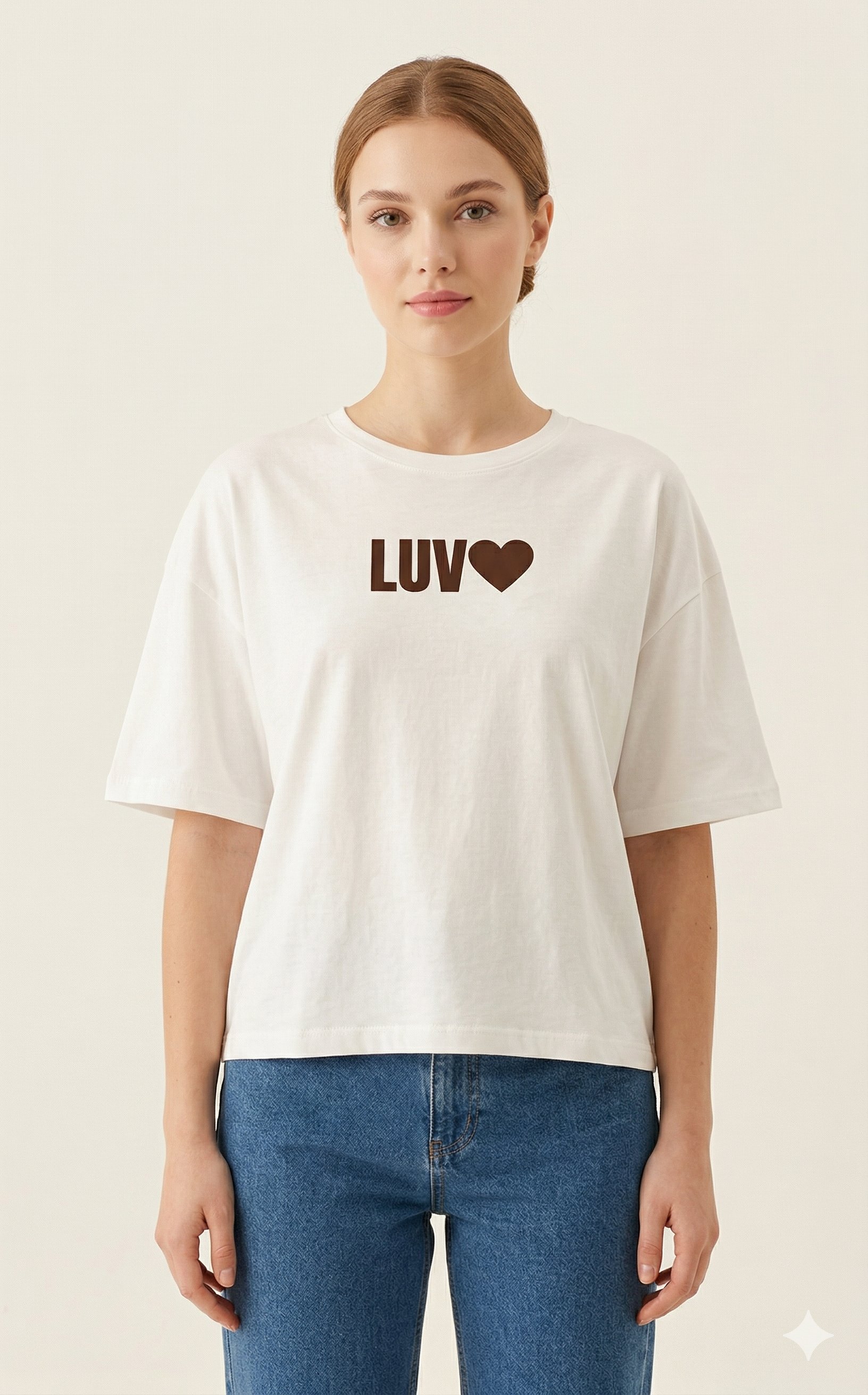 OLIVE-6864 LUV TSHIRT BEYAZ