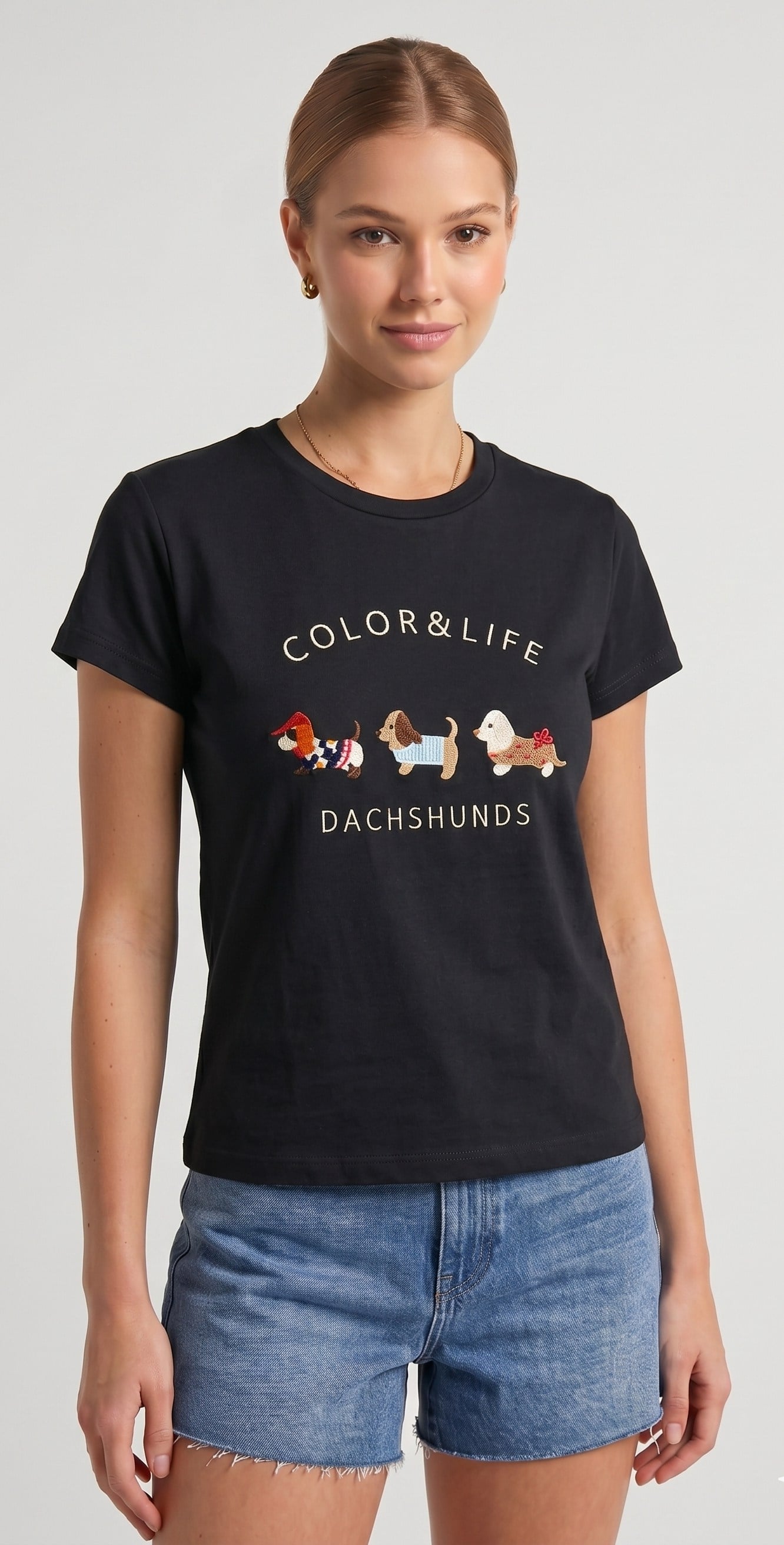 OLIVE-6997 DOG TSHIRT SİYAH