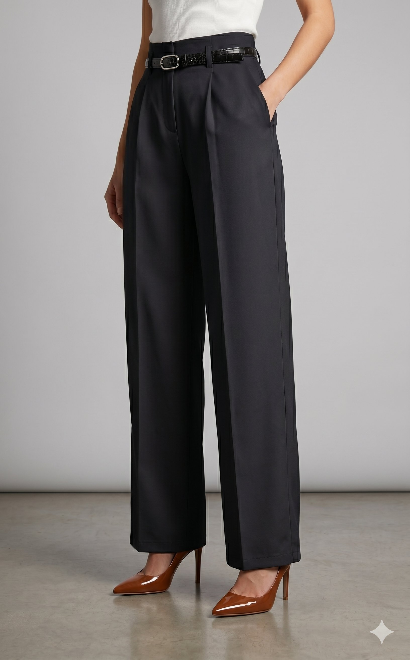 OLIVE-71262 KEMER DETAY PANT SİYAH