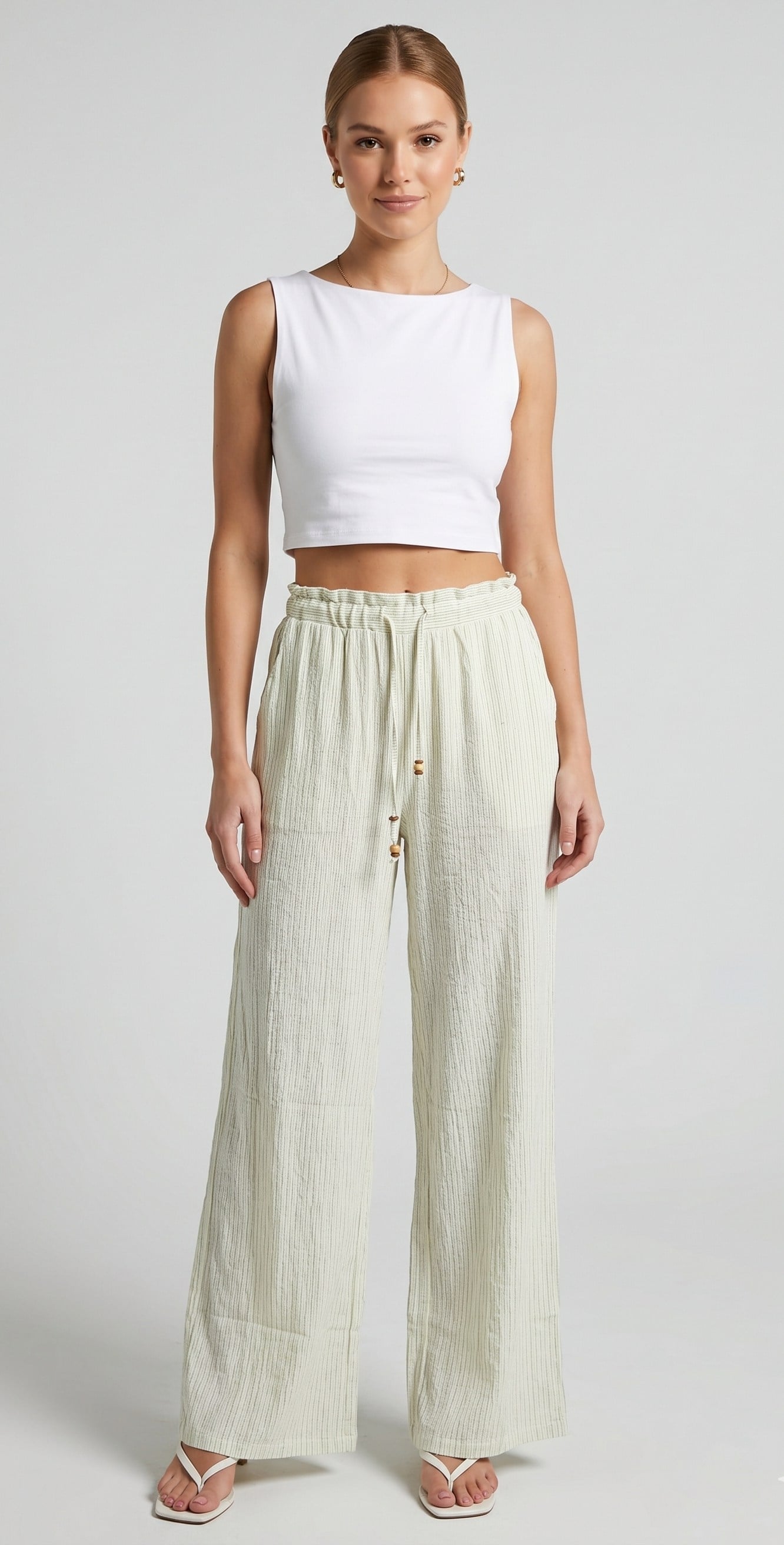 OLIVE-T02071 PANTOLON EKRU
