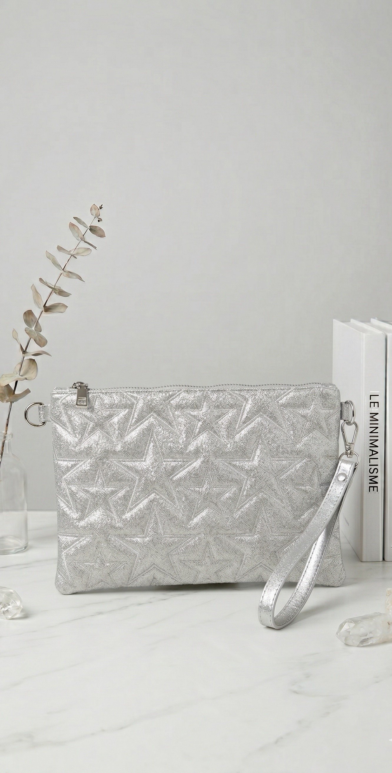 OLV-YILDIZLI SİMLİ CLUTCH GÜMÜŞ
