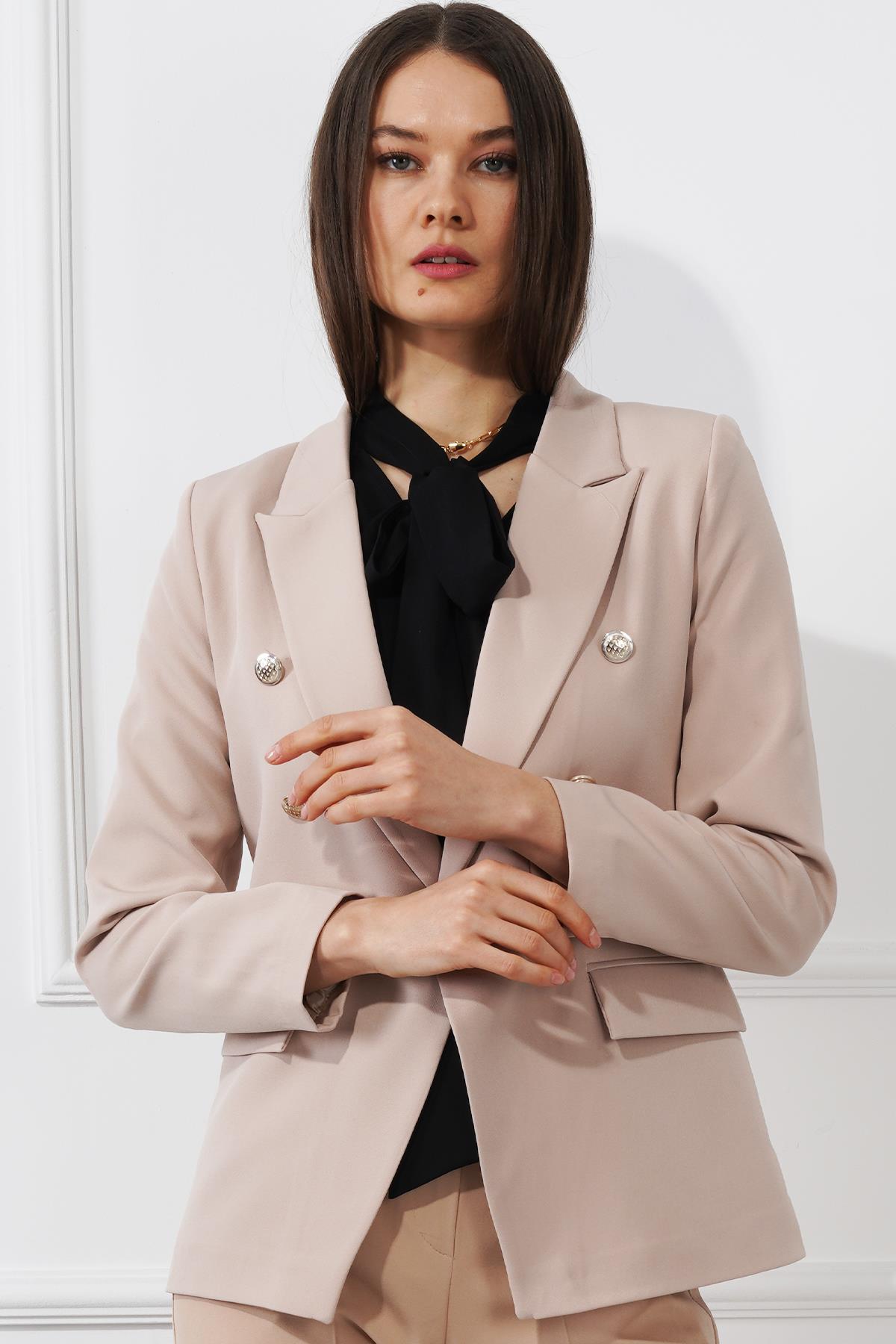 Düğmeli Diana Blazer Ceket M4488 Bej