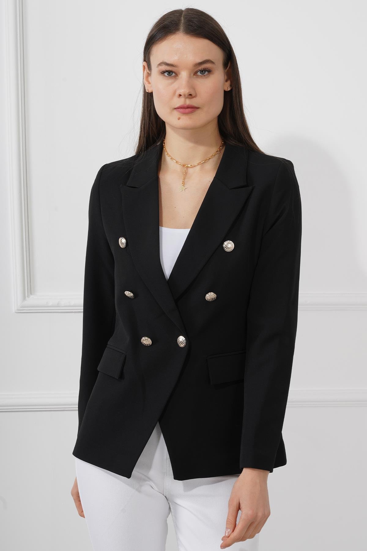 Düğmeli Diana Blazer Ceket M4488 Siyah