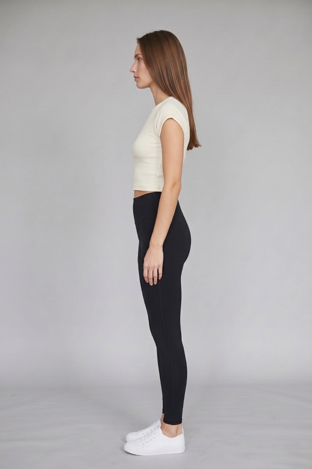 Kadın Basic Kısa Kollu Crop M4283 Bej