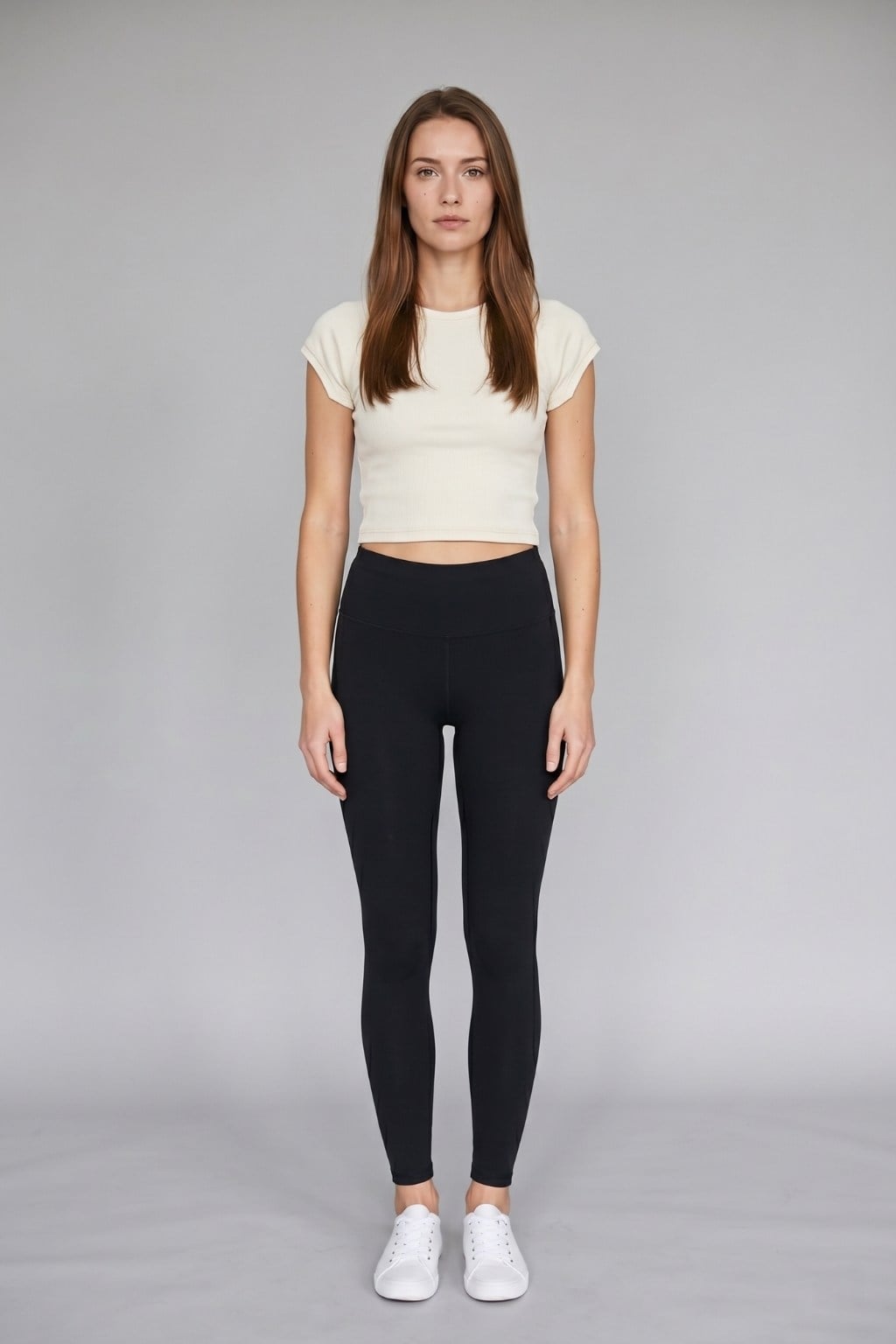 Kadın Basic Kısa Kollu Crop M4283 Bej