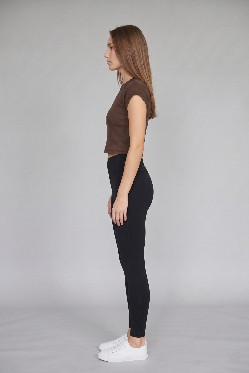 Kadın Basic Kısa Kollu Crop M4283 Kahve
