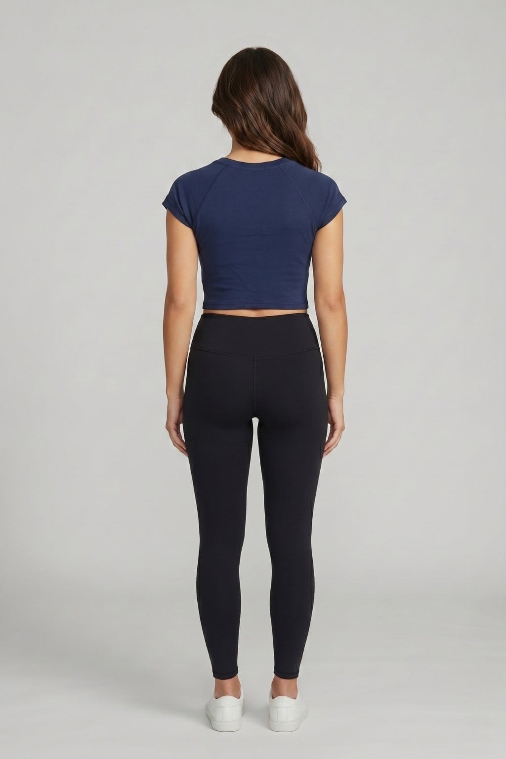 Kadın Basic Kısa Kollu Crop M4283 Lacivert