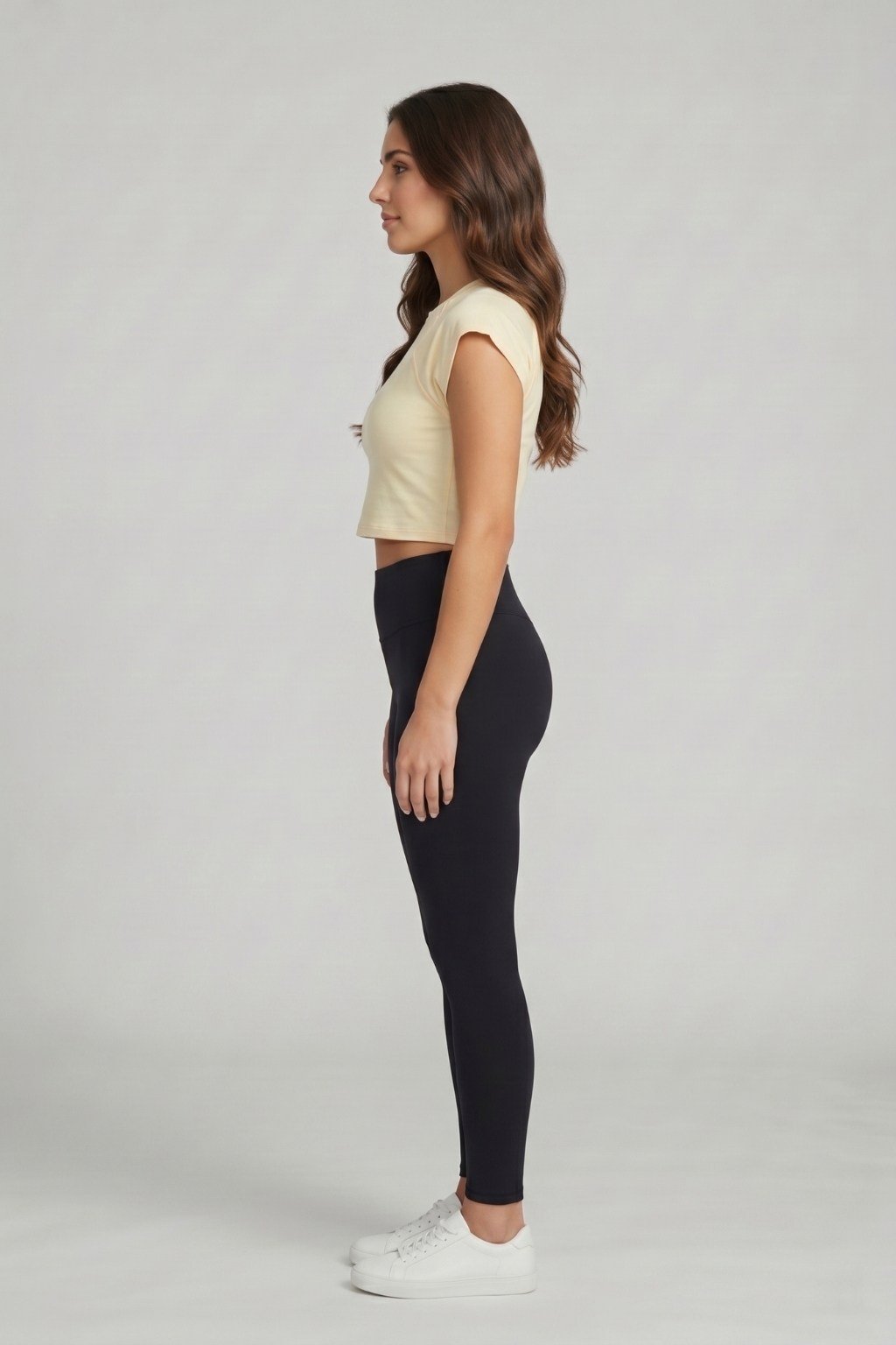Kadın Basic Kısa Kollu Crop M4283 Sarı