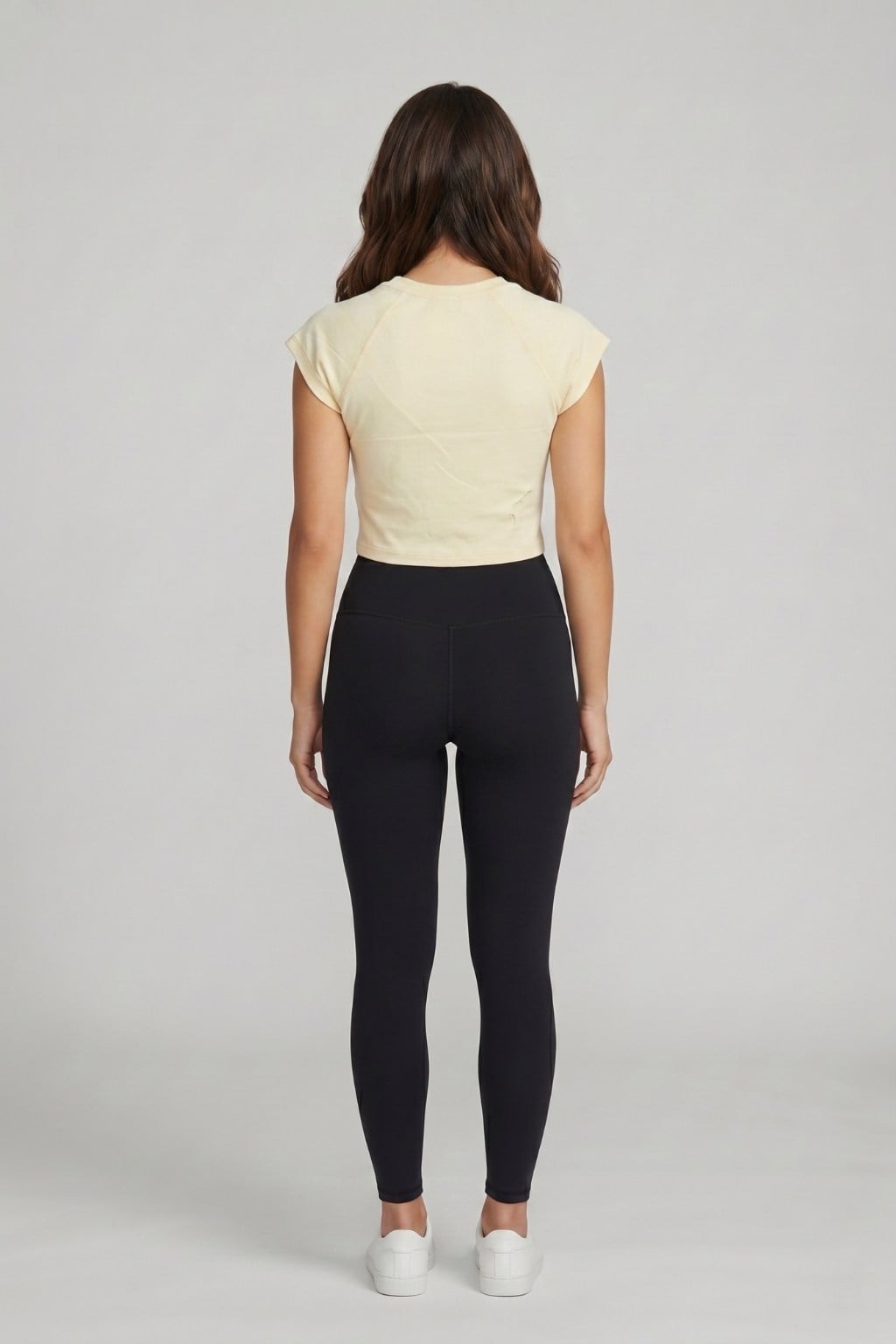 Kadın Basic Kısa Kollu Crop M4283 Sarı