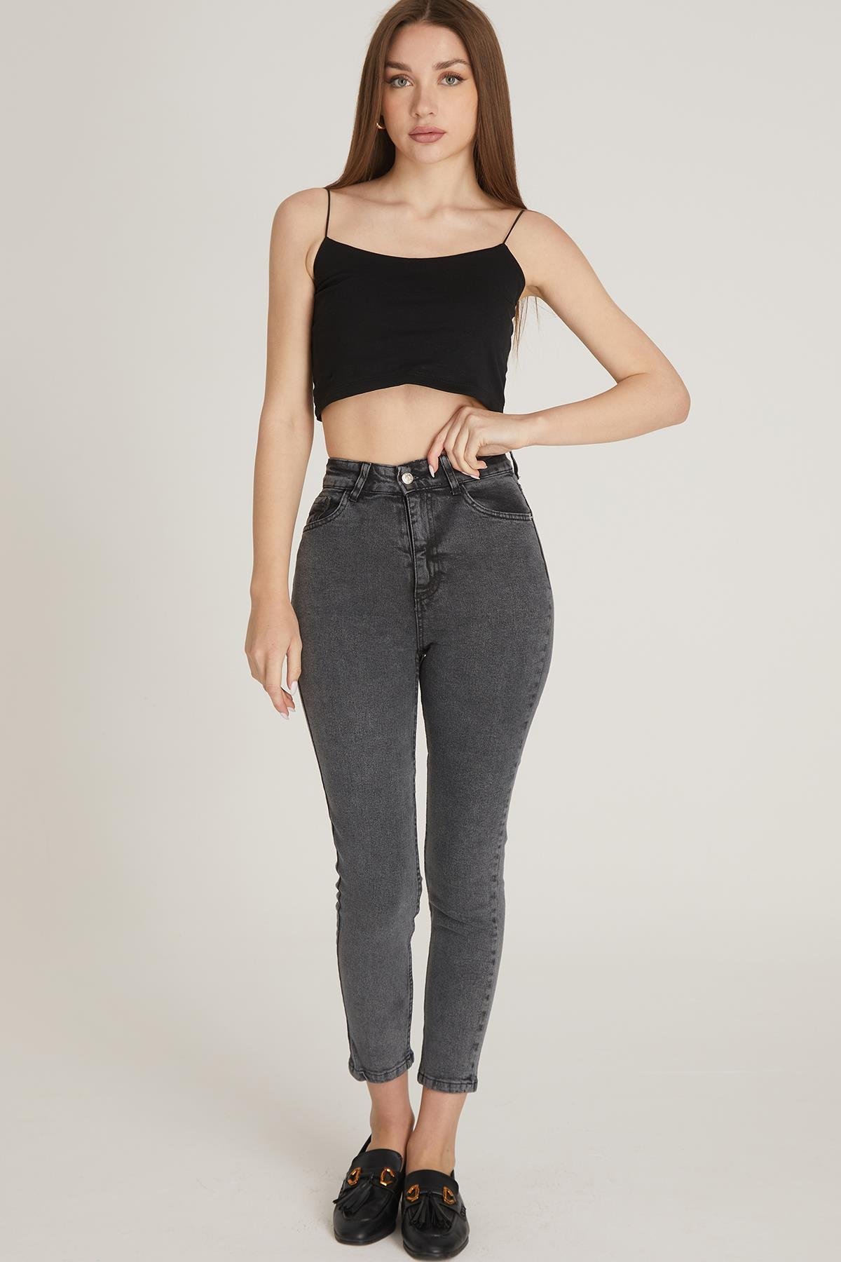 Yüksek Bel Skinny Pantolon M1213 Antirasit