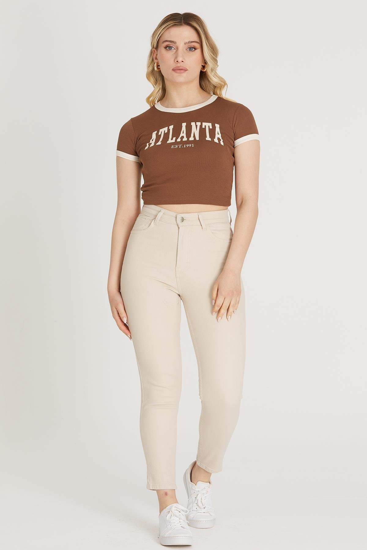 Yüksek Bel Skinny Pantolon M1213 Bej