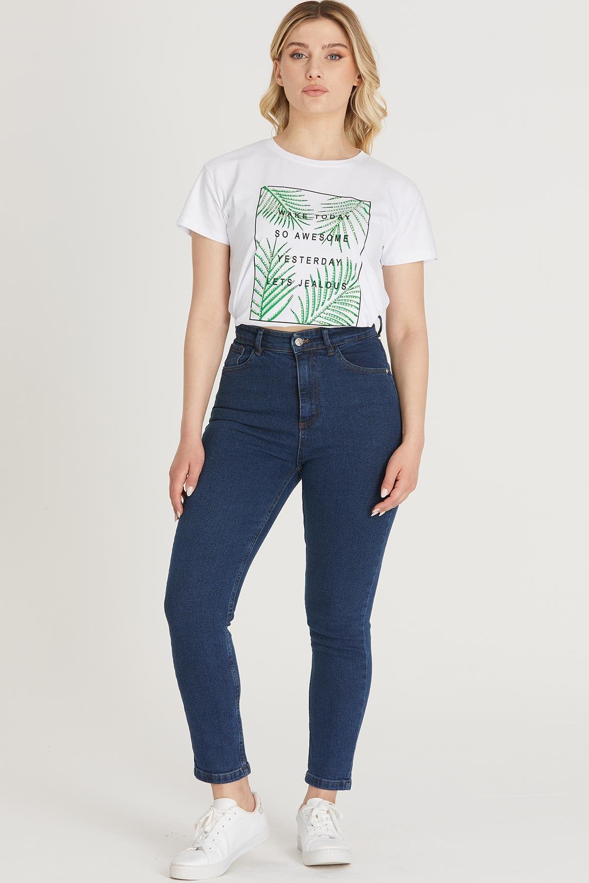 Yüksek Bel Skinny Pantolon M1213 Mavi