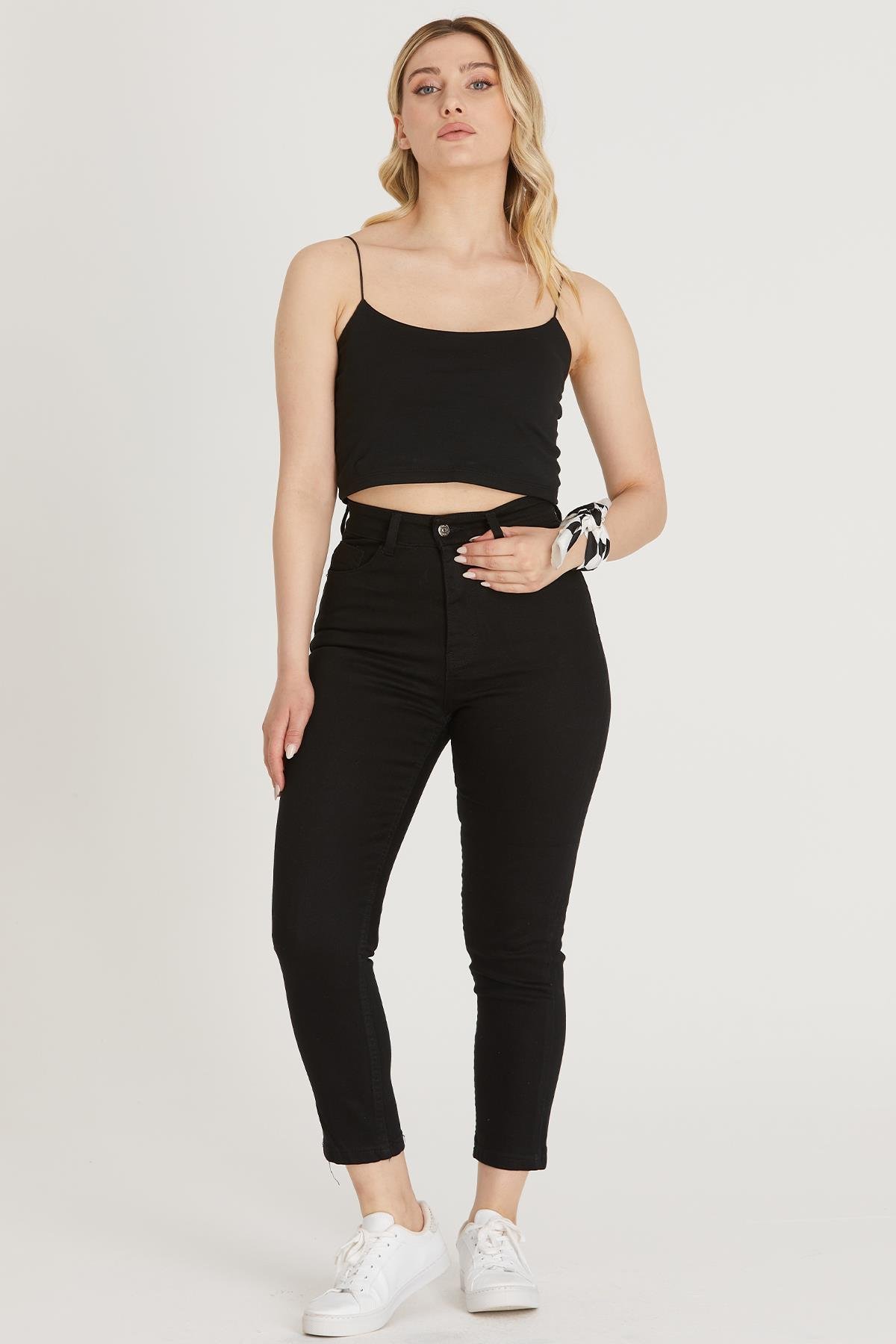 Yüksek Bel Skinny Pantolon M1213 Siyah