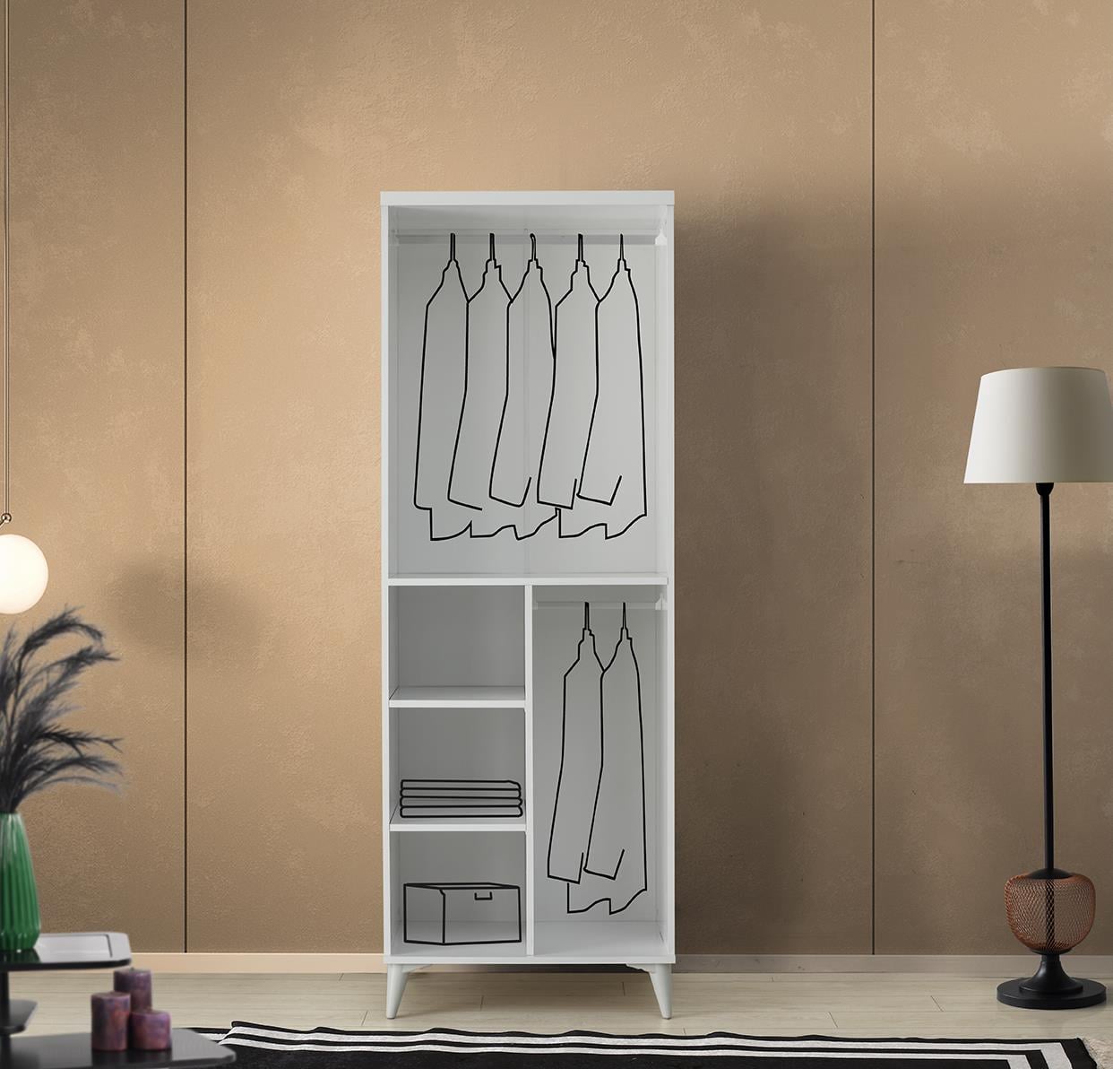 2 kapaklı genç odası dolabı  Macera Mobilya Kapaklı Dolap 2 Kapaklı Komple Mdf Beyaz Gardırop Genç Odası