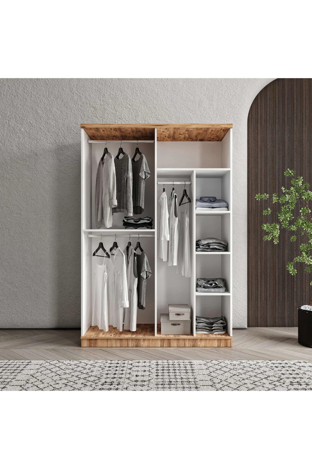  MaceraMobilya Dolap ve Gardırop Rosa 4 Kapaklı Komple MDF Gardırop Yatak Odası Dolabı - Elbise Dolabı