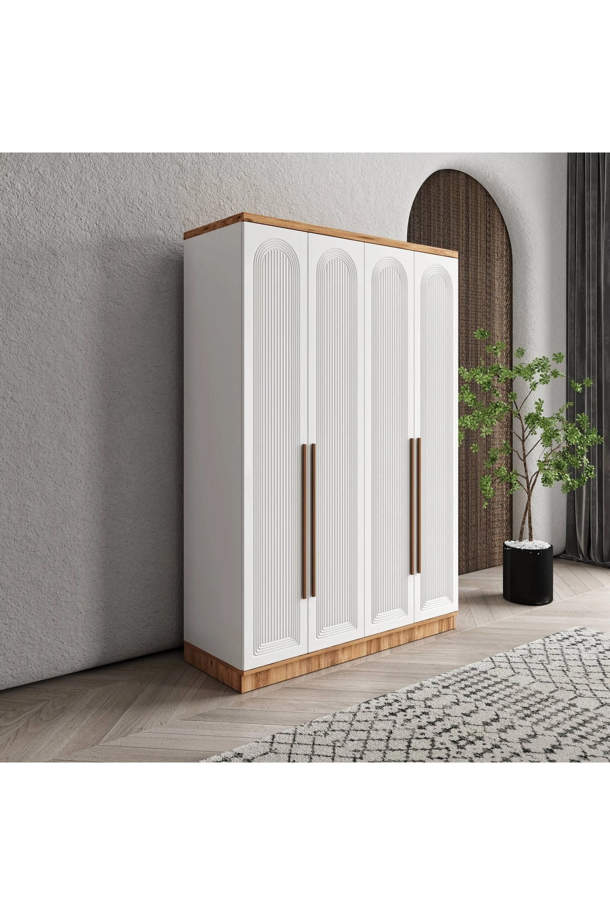  MaceraMobilya Dolap ve Gardırop Rosa 4 Kapaklı Komple MDF Gardırop Yatak Odası Dolabı - Elbise Dolabı