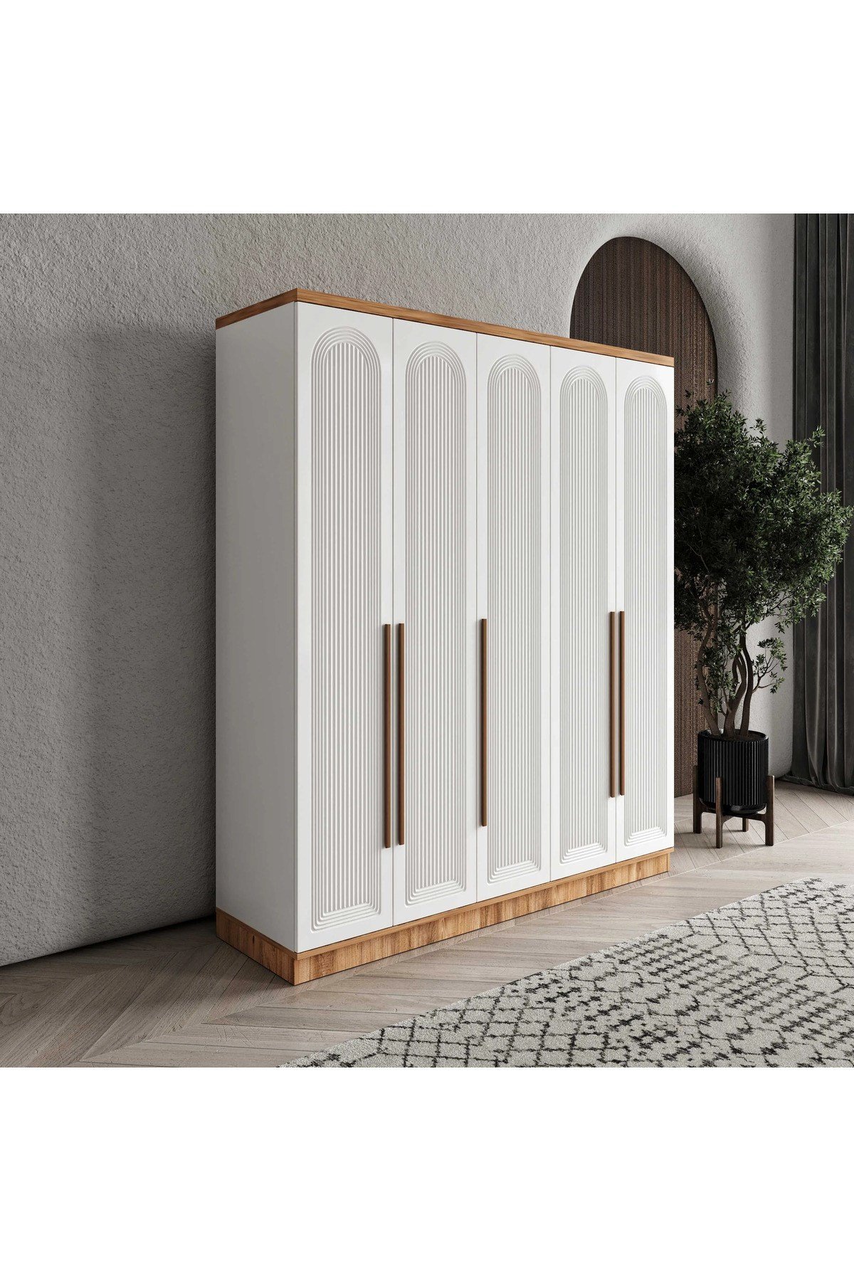  MaceraMobilya Dolap ve Gardırop Rosa 5 Kapaklı Komple MDF Gardırop Yatak Odası Dolabı - Elbise Dolabı