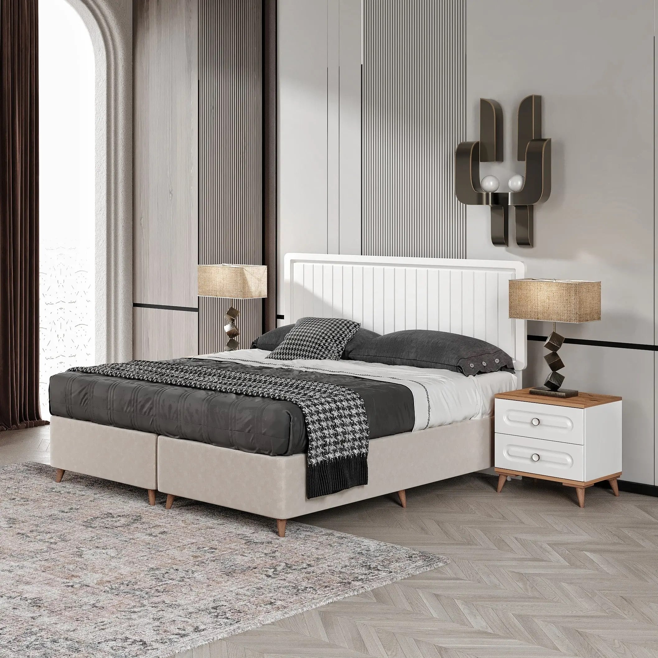 MaceraMobilya Yatak Odası Takımı Bohem 6 Kapaklı Komple MDF Yatak Odası Takımı