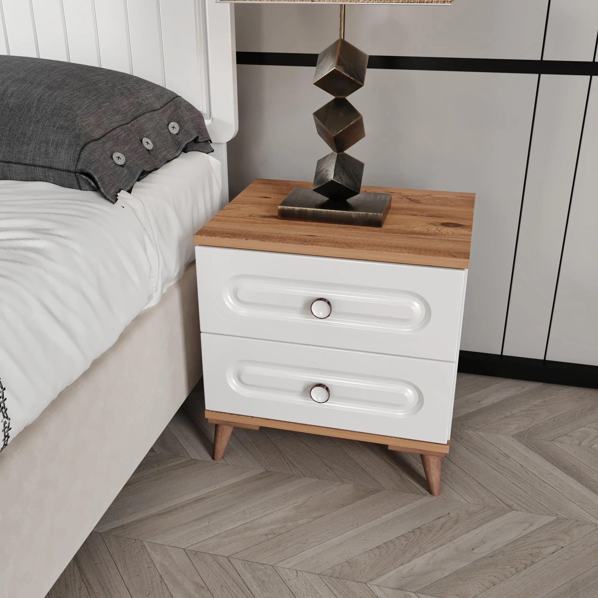  MaceraMobilya Yatak Odası Takımı Bohem 6 Kapaklı Komple MDF Yatak Odası Takımı