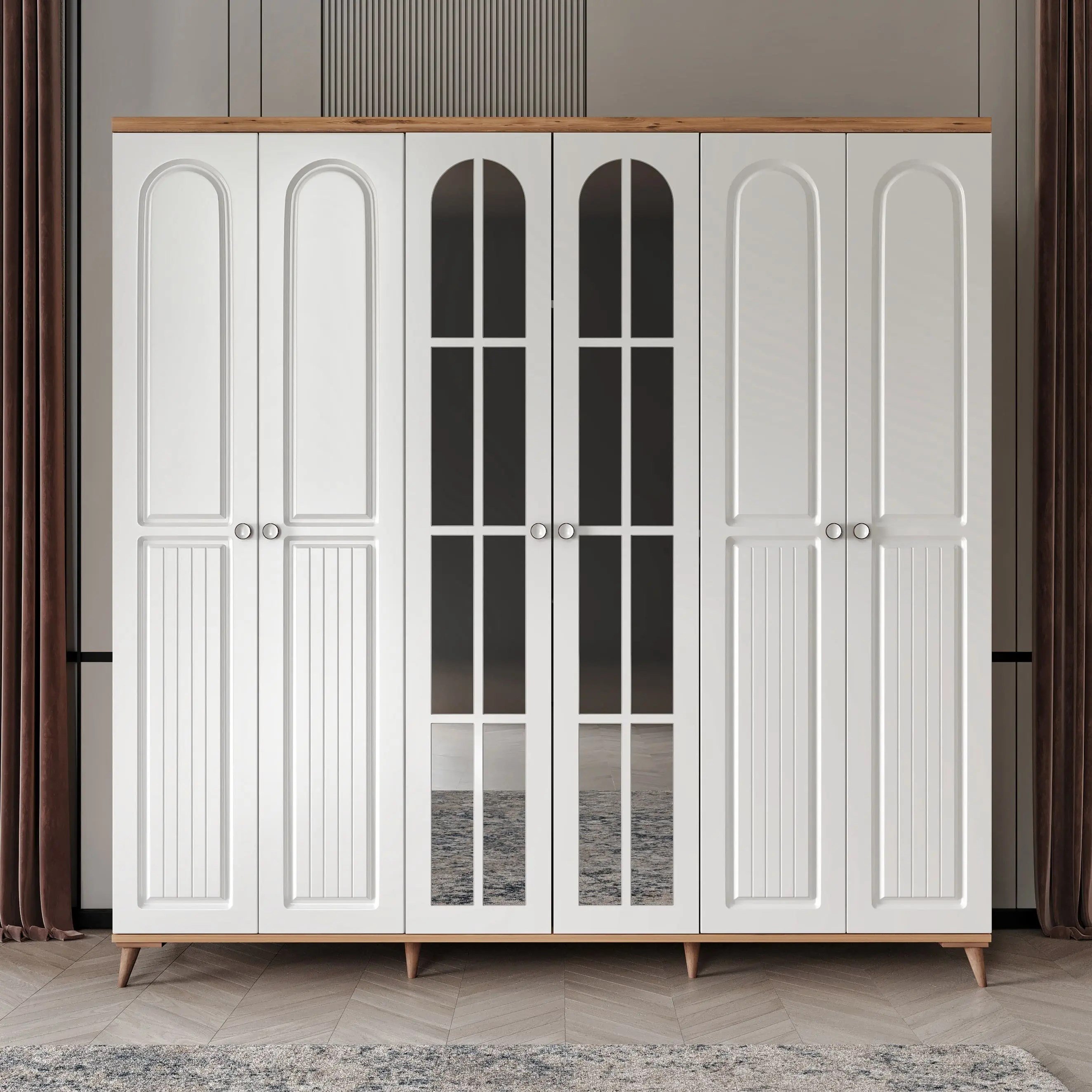  MaceraMobilya Yatak Odası Takımı Bohem 6 Kapaklı Komple MDF Yatak Odası Takımı