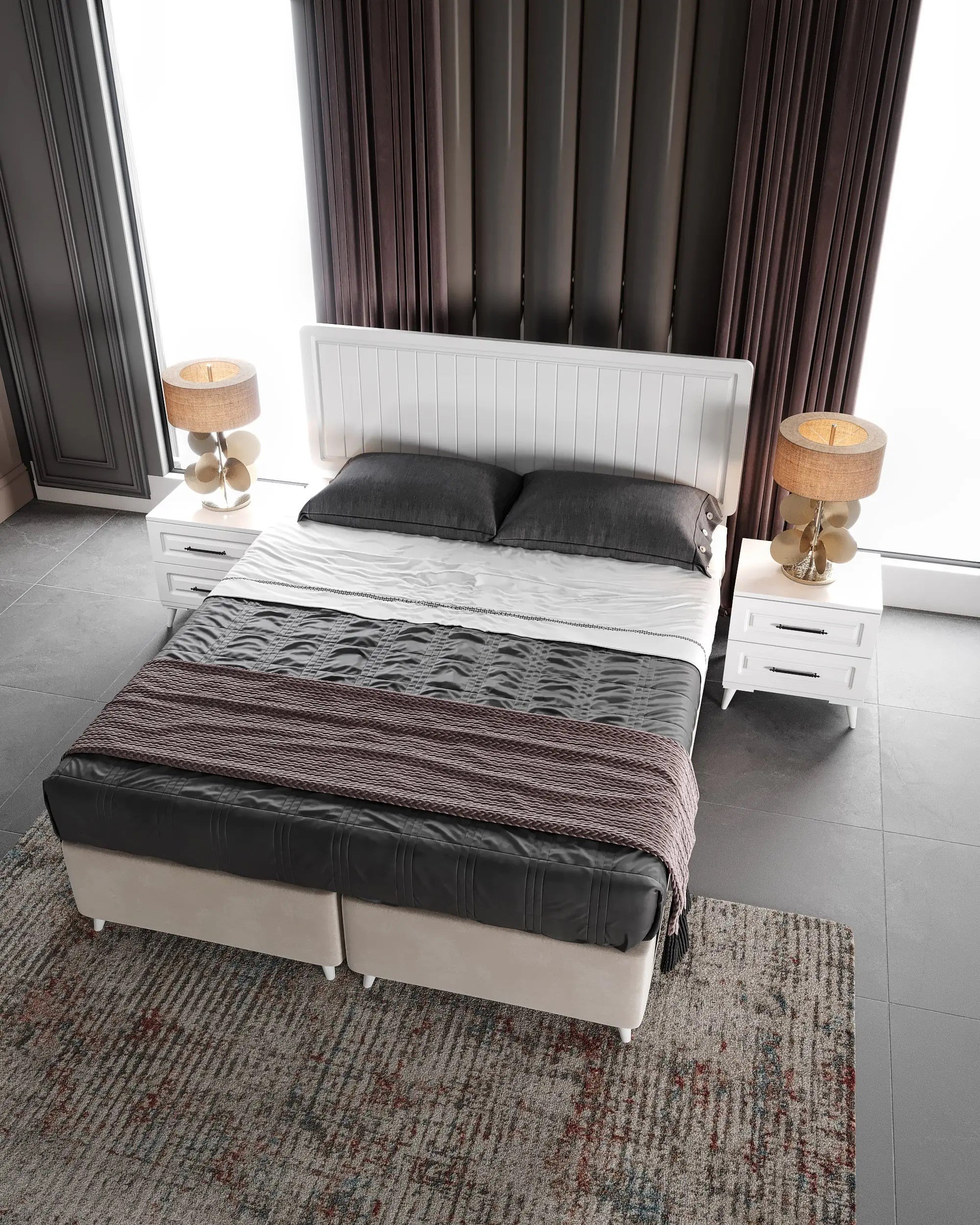  MaceraMobilya Yatak Odası Takımı Sanat 6 Kapılı Komple MDF Beyaz Yatak Odası Takımı