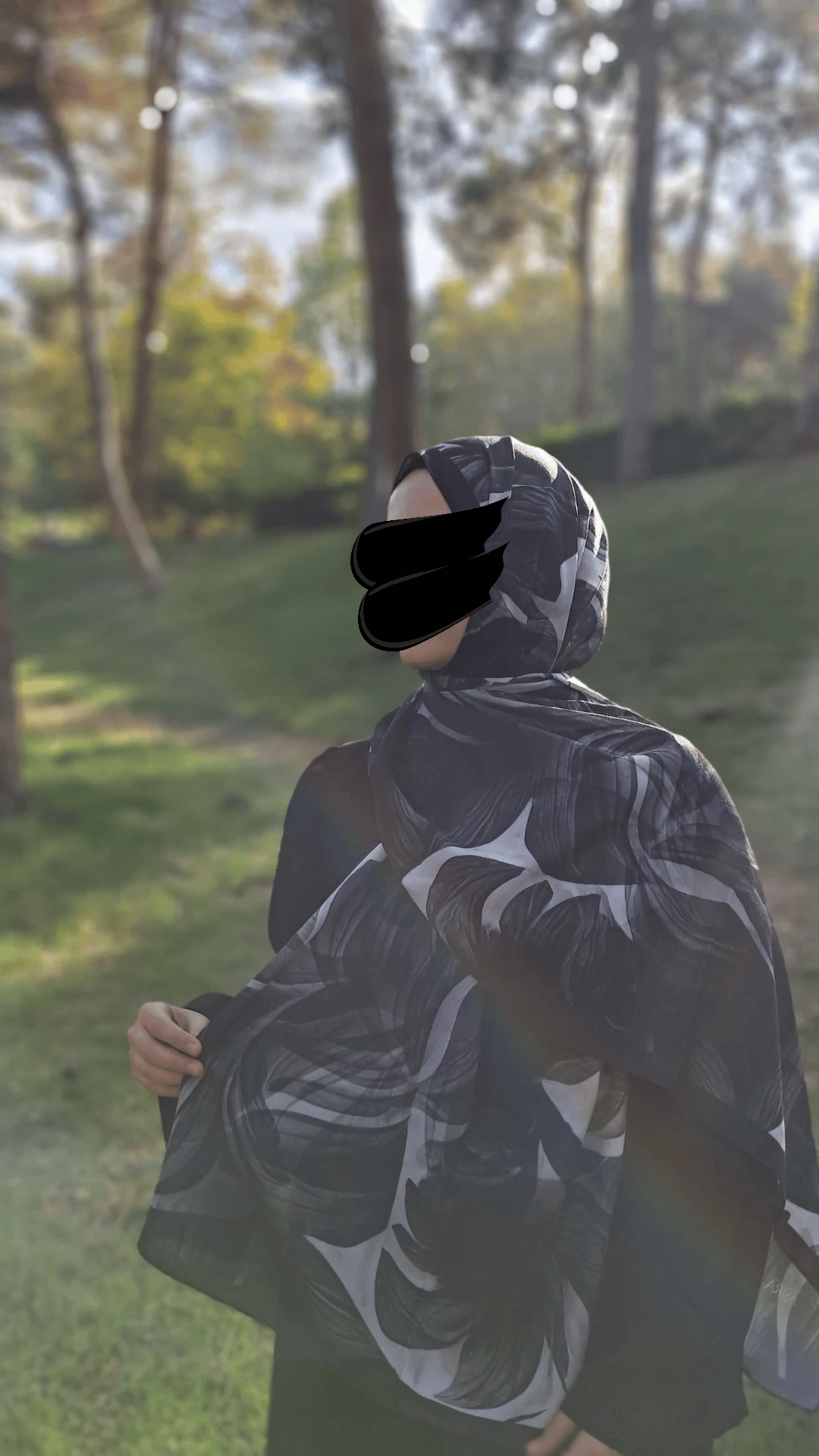 Alaca Desen Pamuklu Şal-Siyah