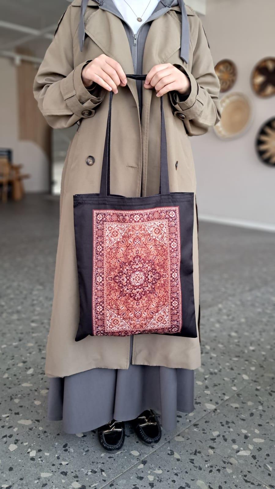 Bakır Etnik Kilim Desen Bez Çanta