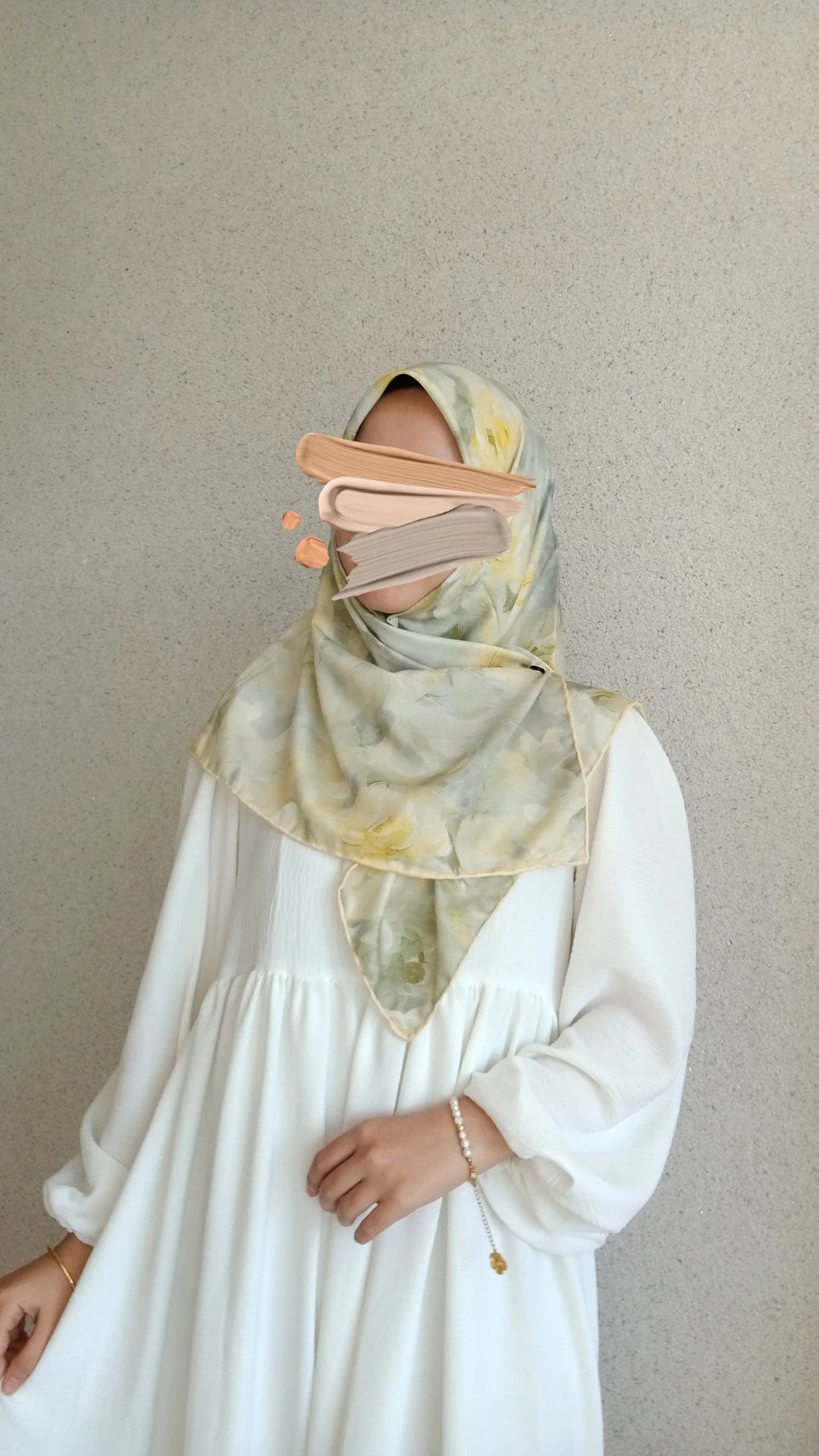 Çiçek Desen Pamuklu Soft Eşarp-Sarı