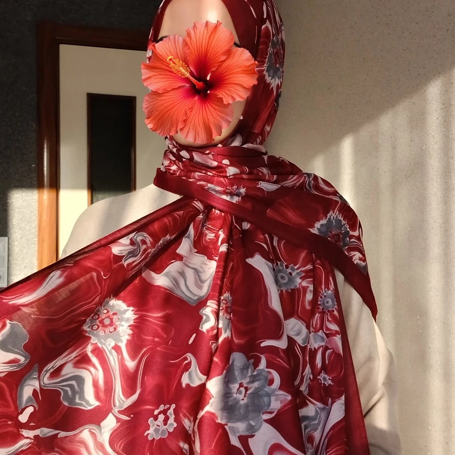 Ebru Desen Pamuklu Şal-Bordo