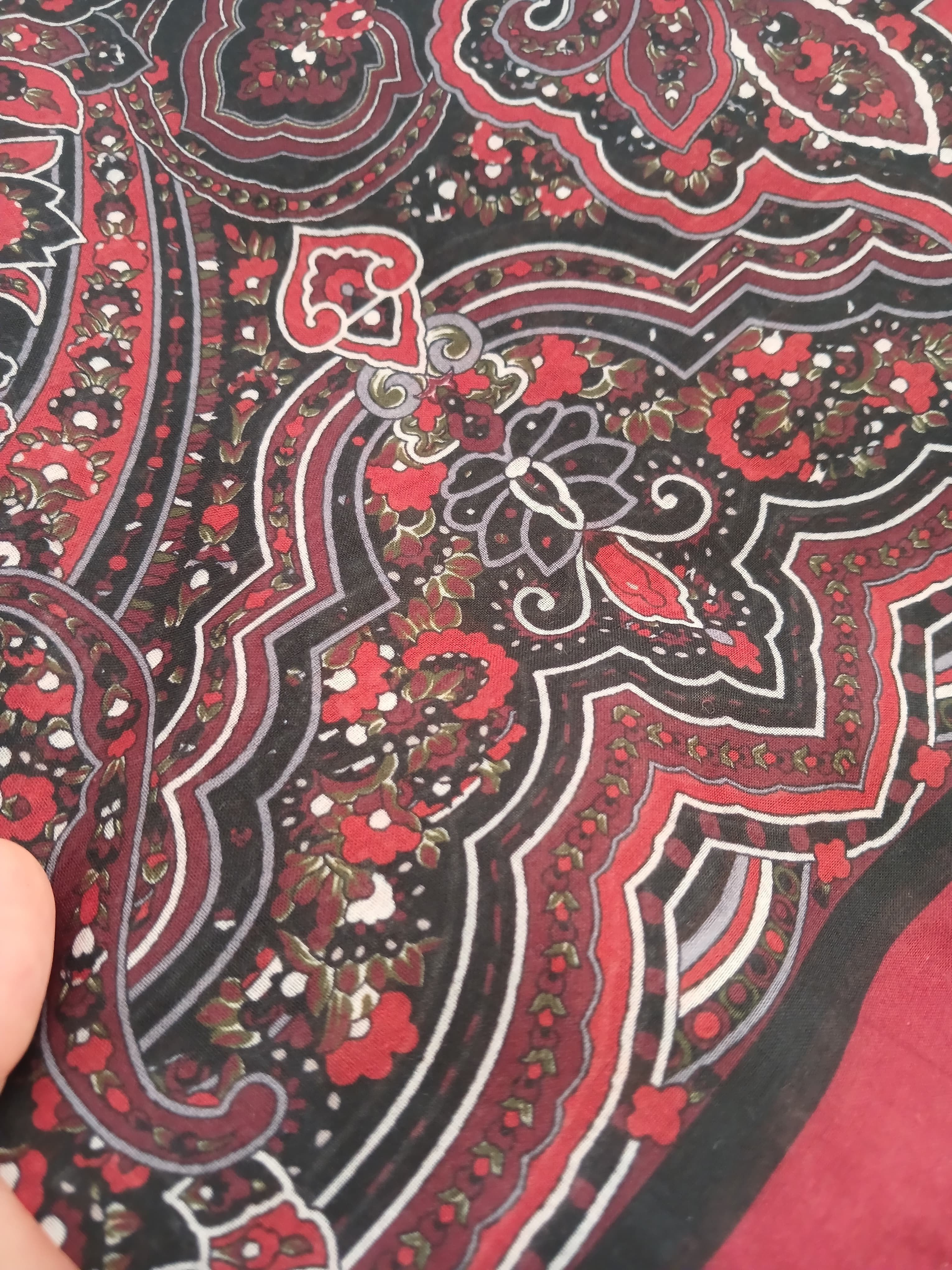 Etnik Desen Büyük Boy Eşarp-Bordo
