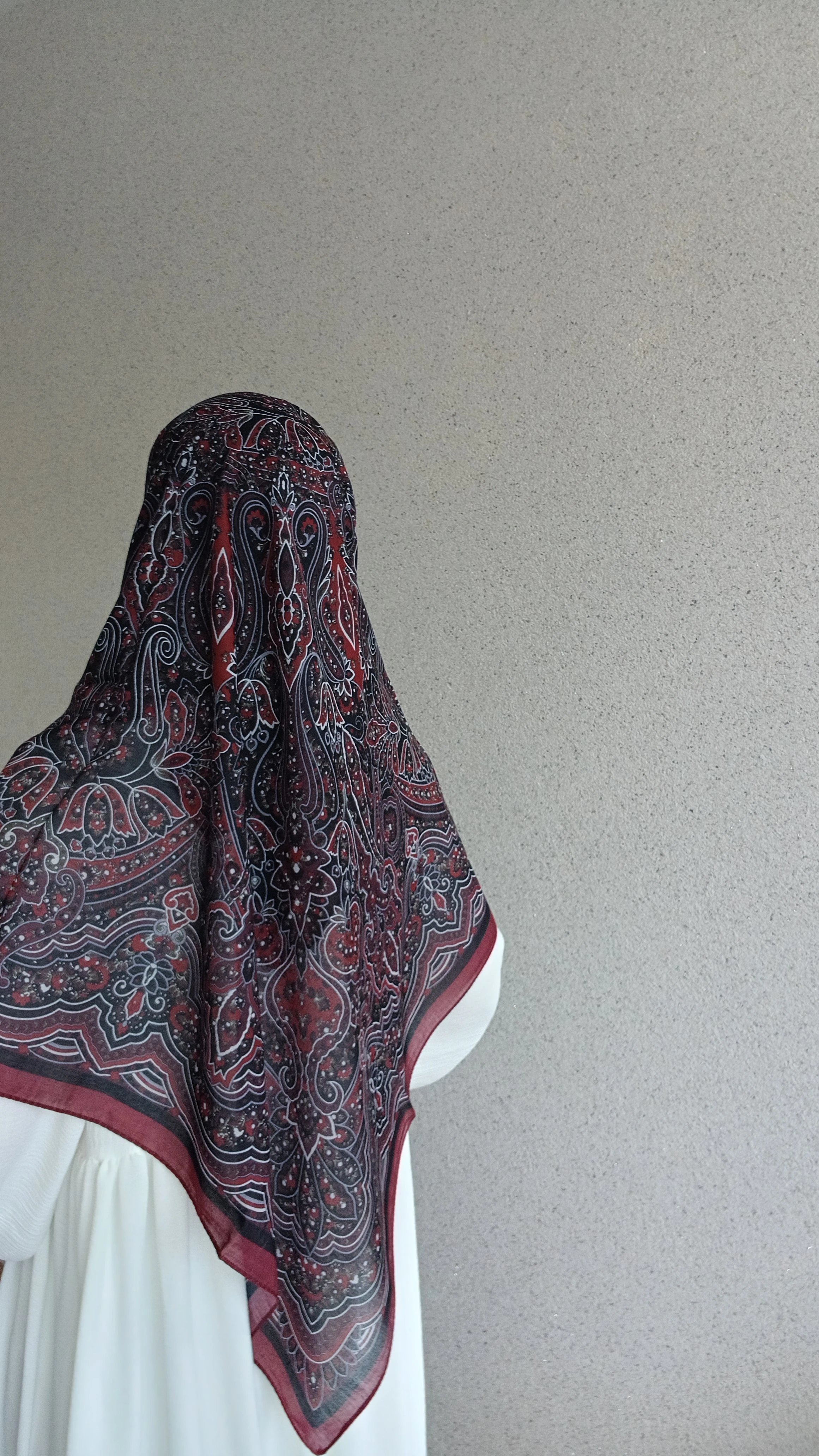 Etnik Desen Büyük Boy Eşarp-Bordo