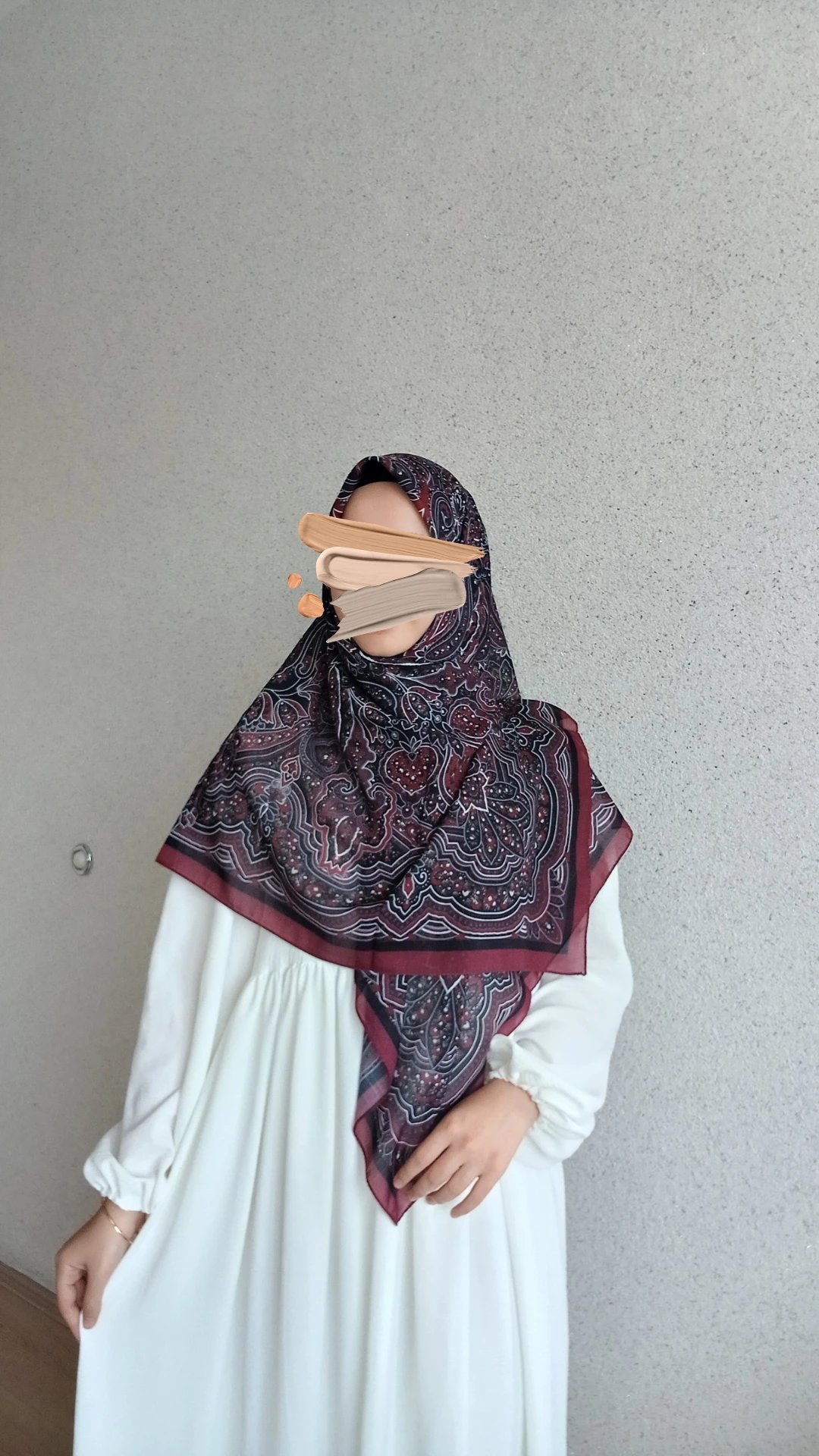 Etnik Desen Büyük Boy Eşarp-Bordo