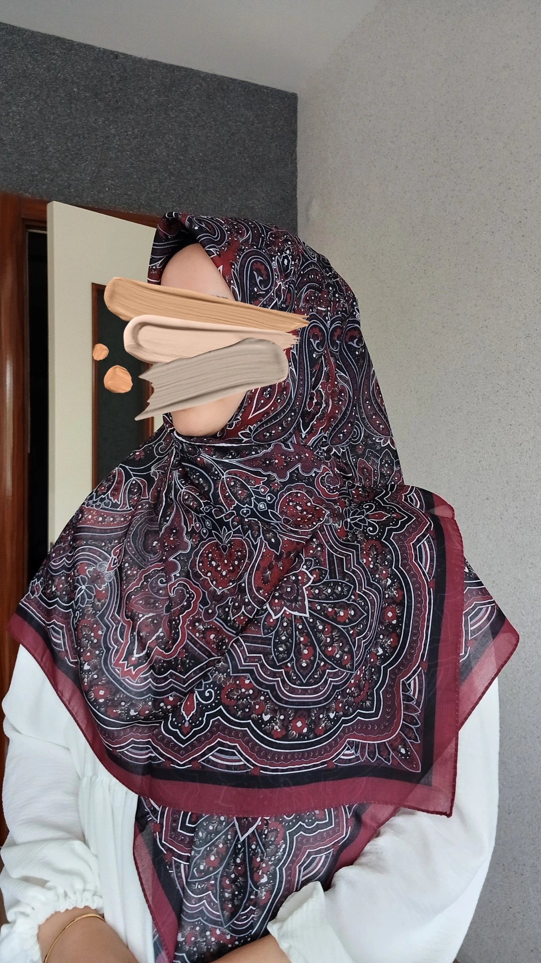 Etnik Desen Büyük Boy Eşarp-Bordo